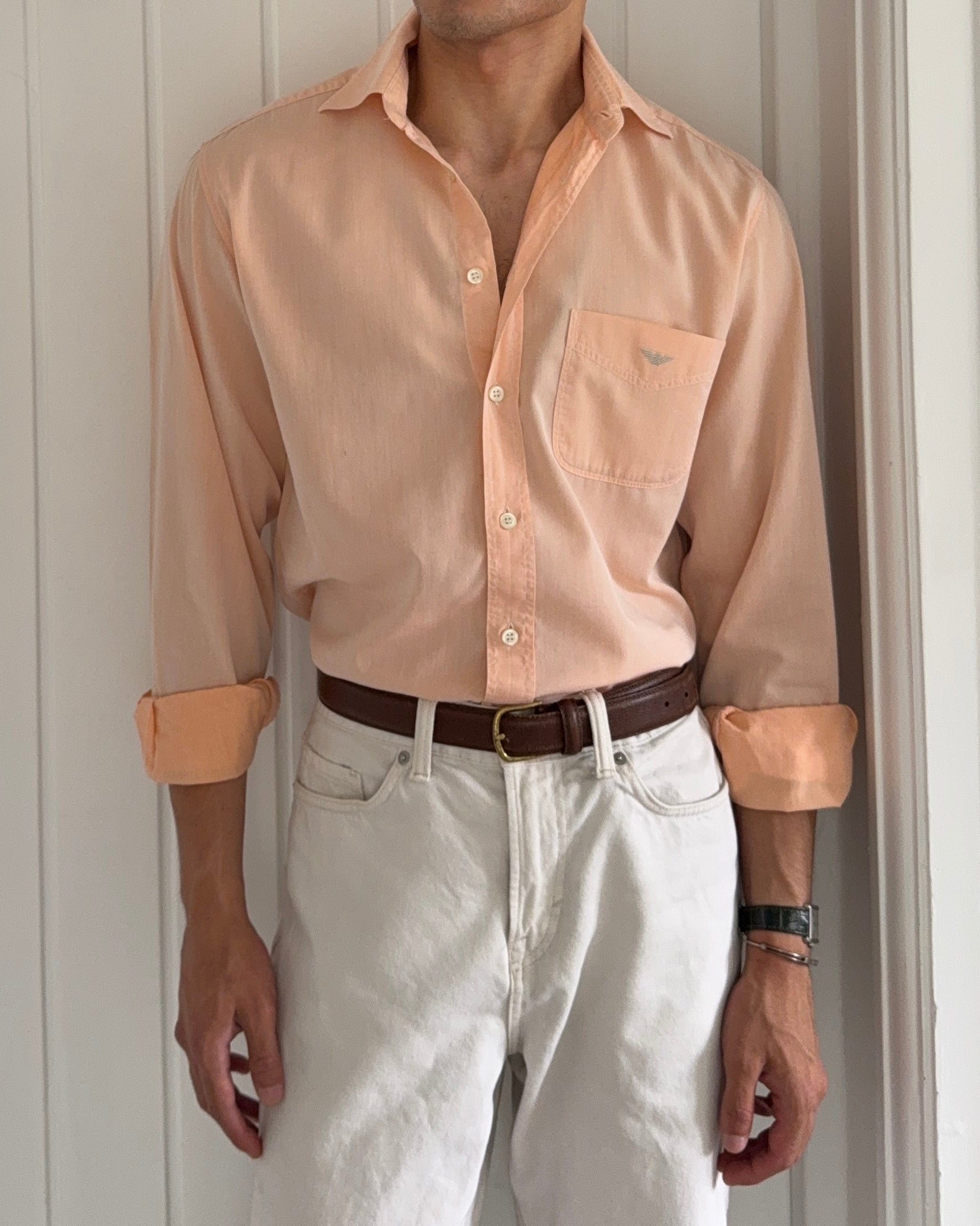 Emporio Armani 1990s Salmon Peach Shirt - Size M