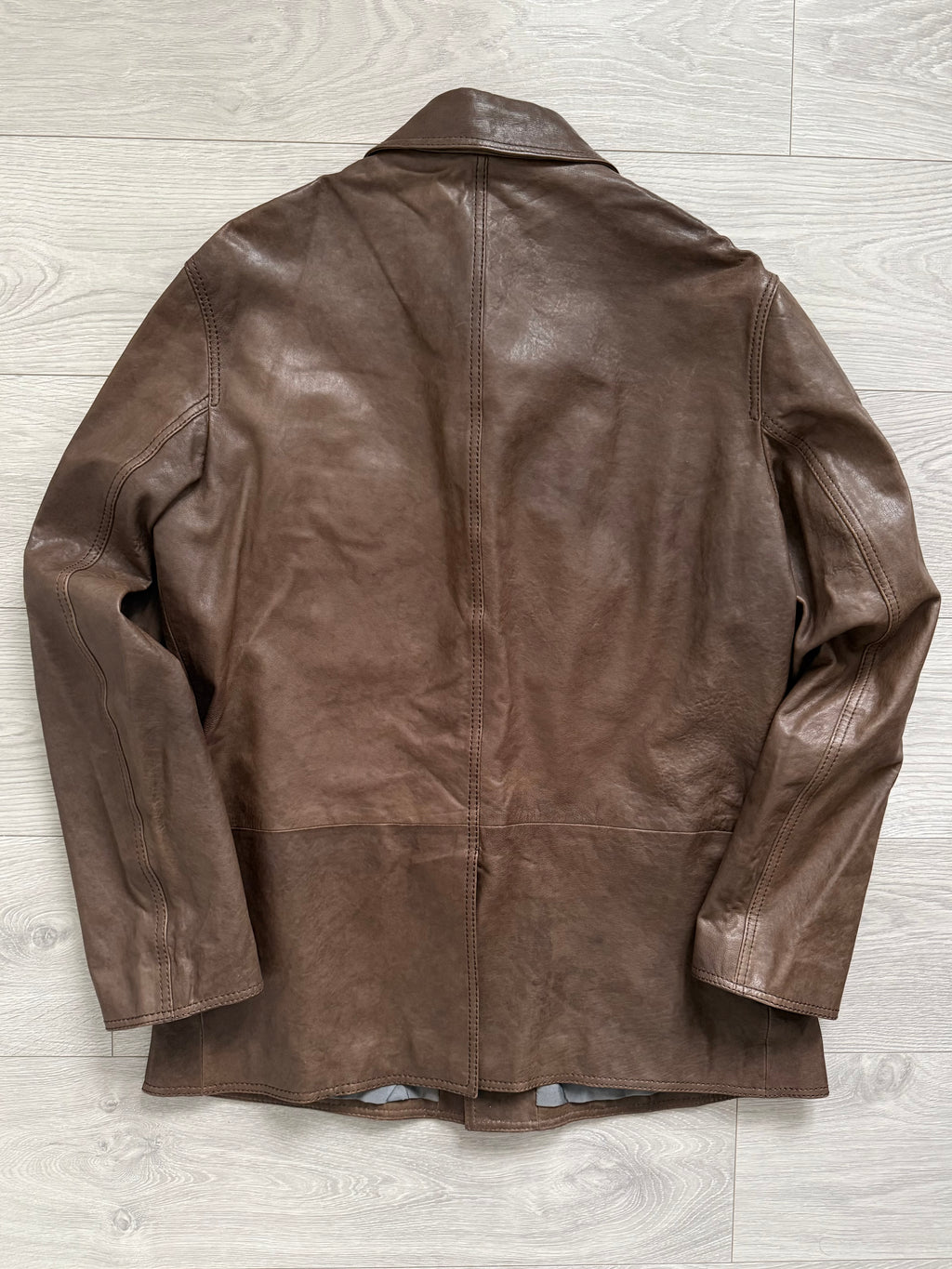 Armani 2000s Tobacco Brown Leather Western Jacket - Size XL