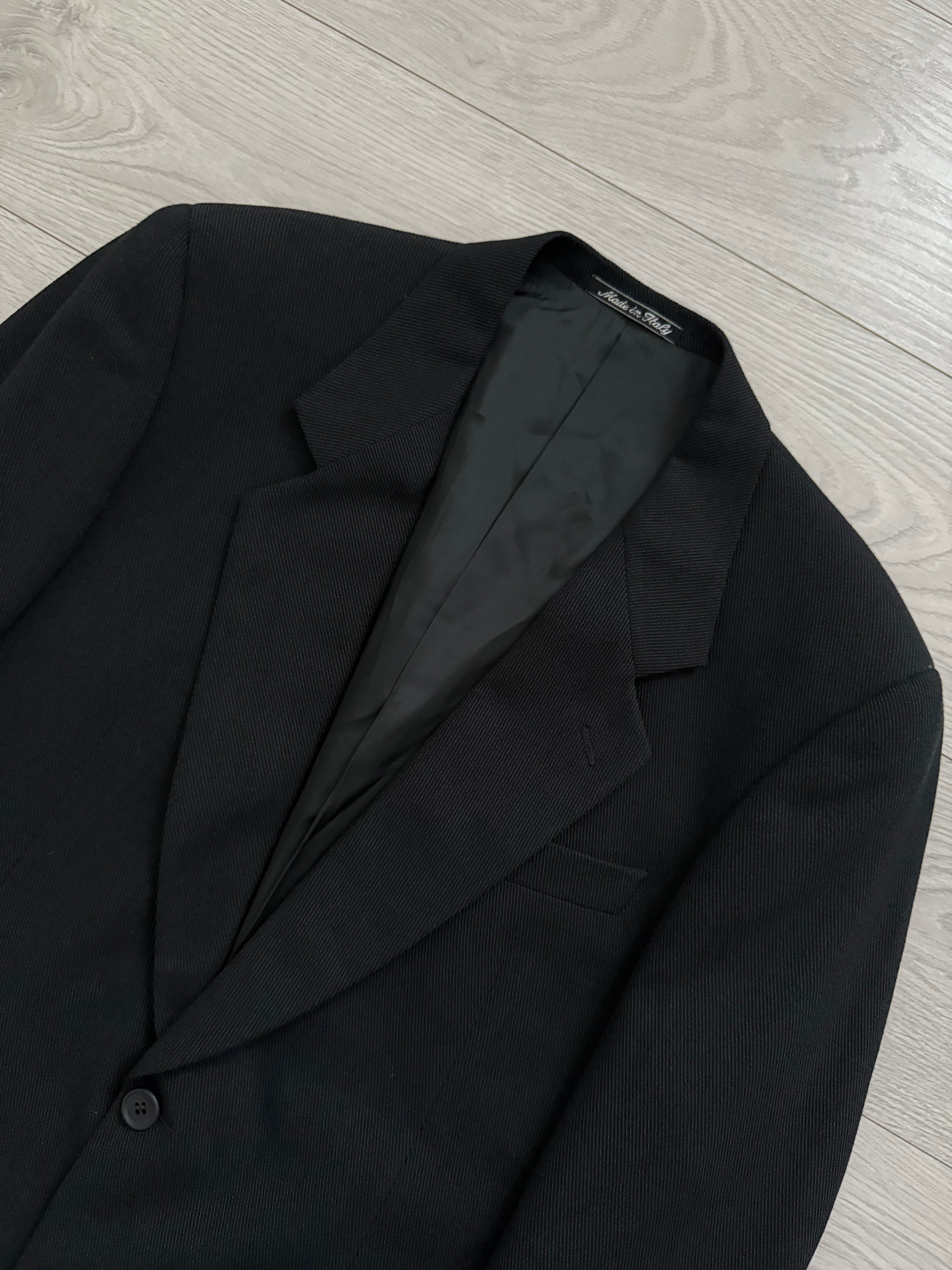 Giorgio Armani 1980s 2B Pleated Wool Suit Black New - Size L Jacket / 32" Waist