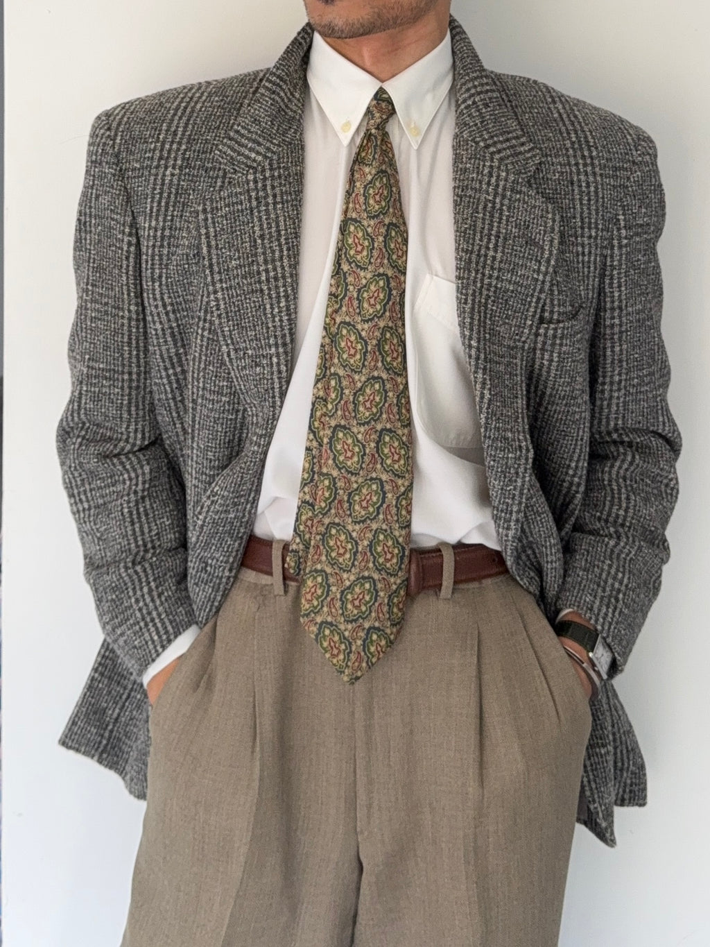 Christian Dior 1980s 2B Tweed Wool Sports Blazer Jacket - Size L