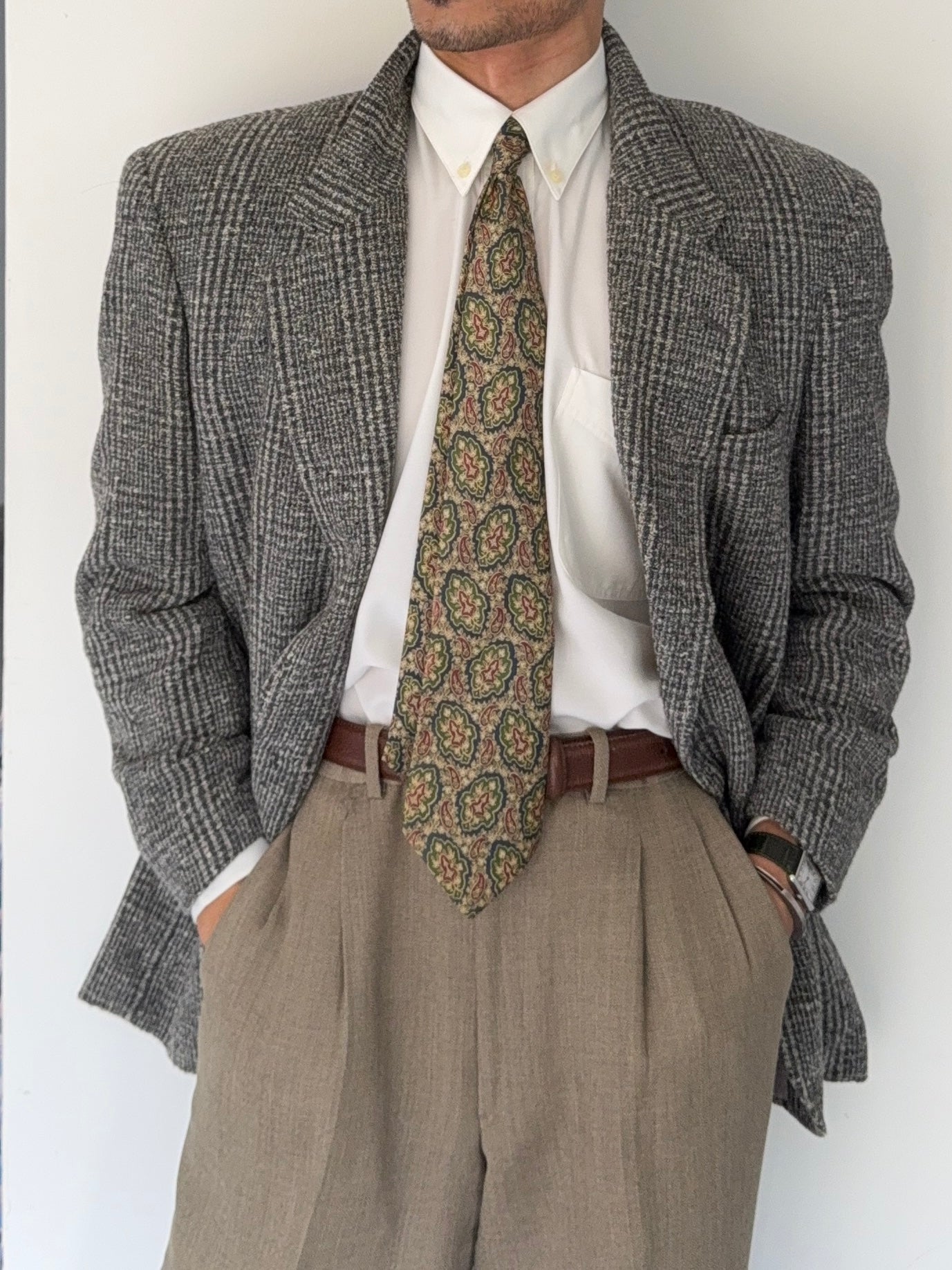 Christian Dior 1980s 2B Tweed Wool Sports Blazer Jacket - Size L