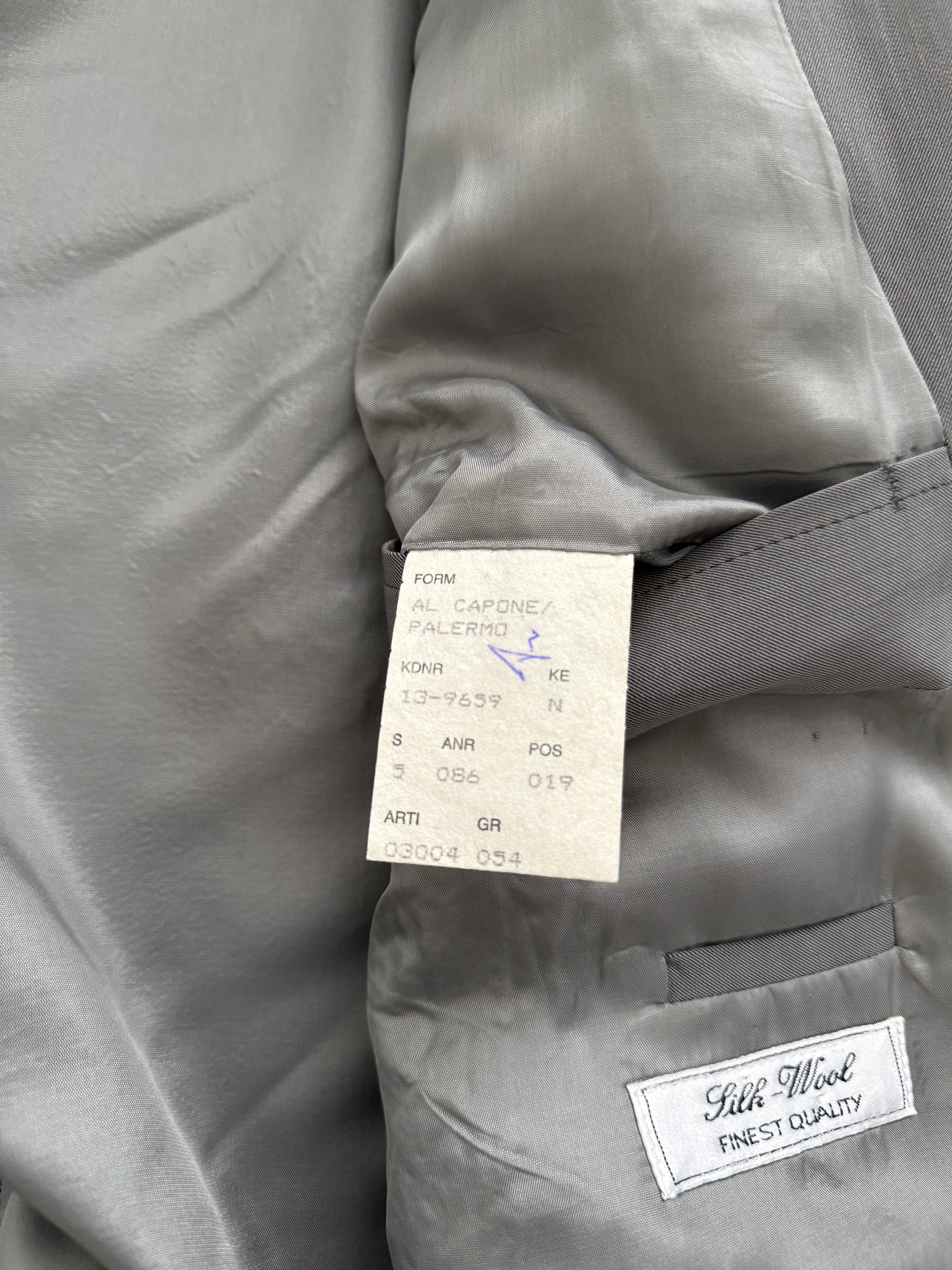 Hugo Boss 1980s 'Al Capone' Peaked Lapel Double Breasted Pleated Wool Silk Suit - Size XXL Jacket / 36" Waist