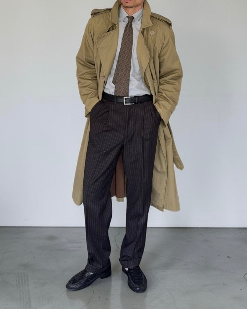 Giorgio Armani Mainline 1980s Military Trench Coat - Size L