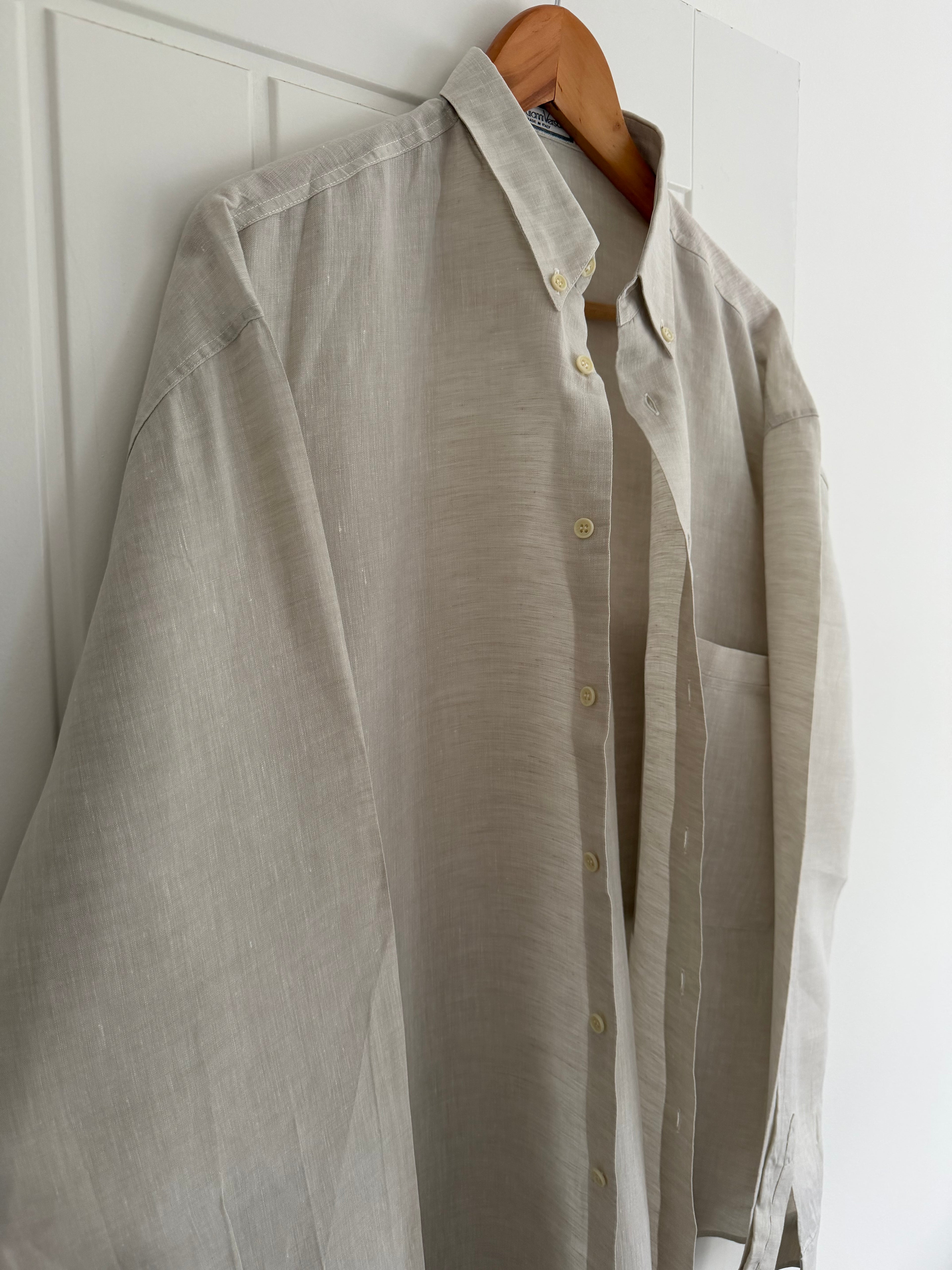 Versace 1990s Premium Linen Relaxed Fit Shirt - Size XL