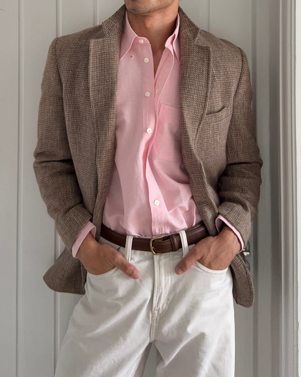 Emporio Armani 1990s Pink Linen Shirt - Size M