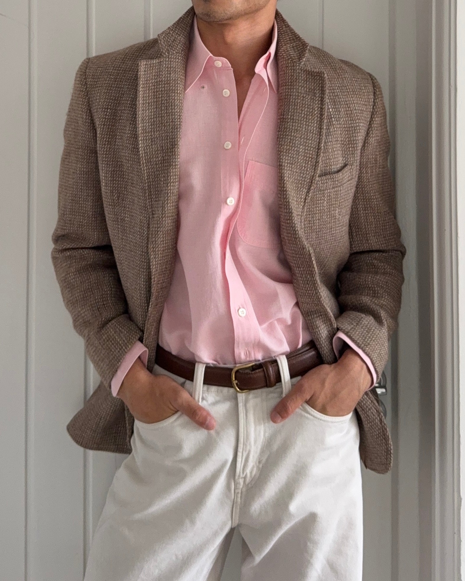 Emporio Armani 1990s Pink Linen Shirt - Size M