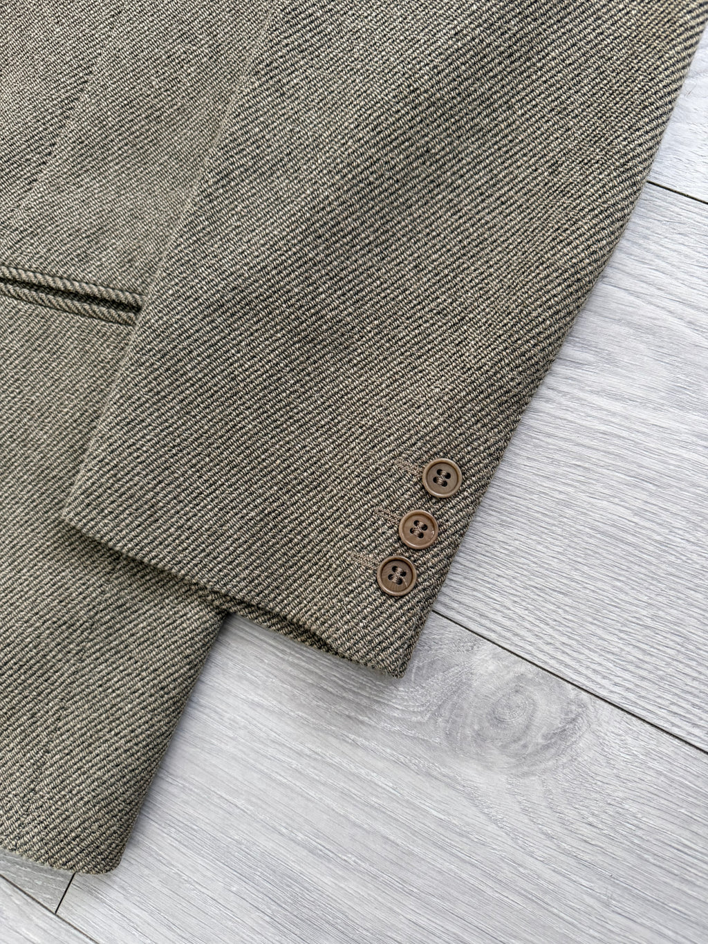 Emporio Armani 1990s 2B Taupe Beige Wool Twill Sport Blazer Jacket - Size XL