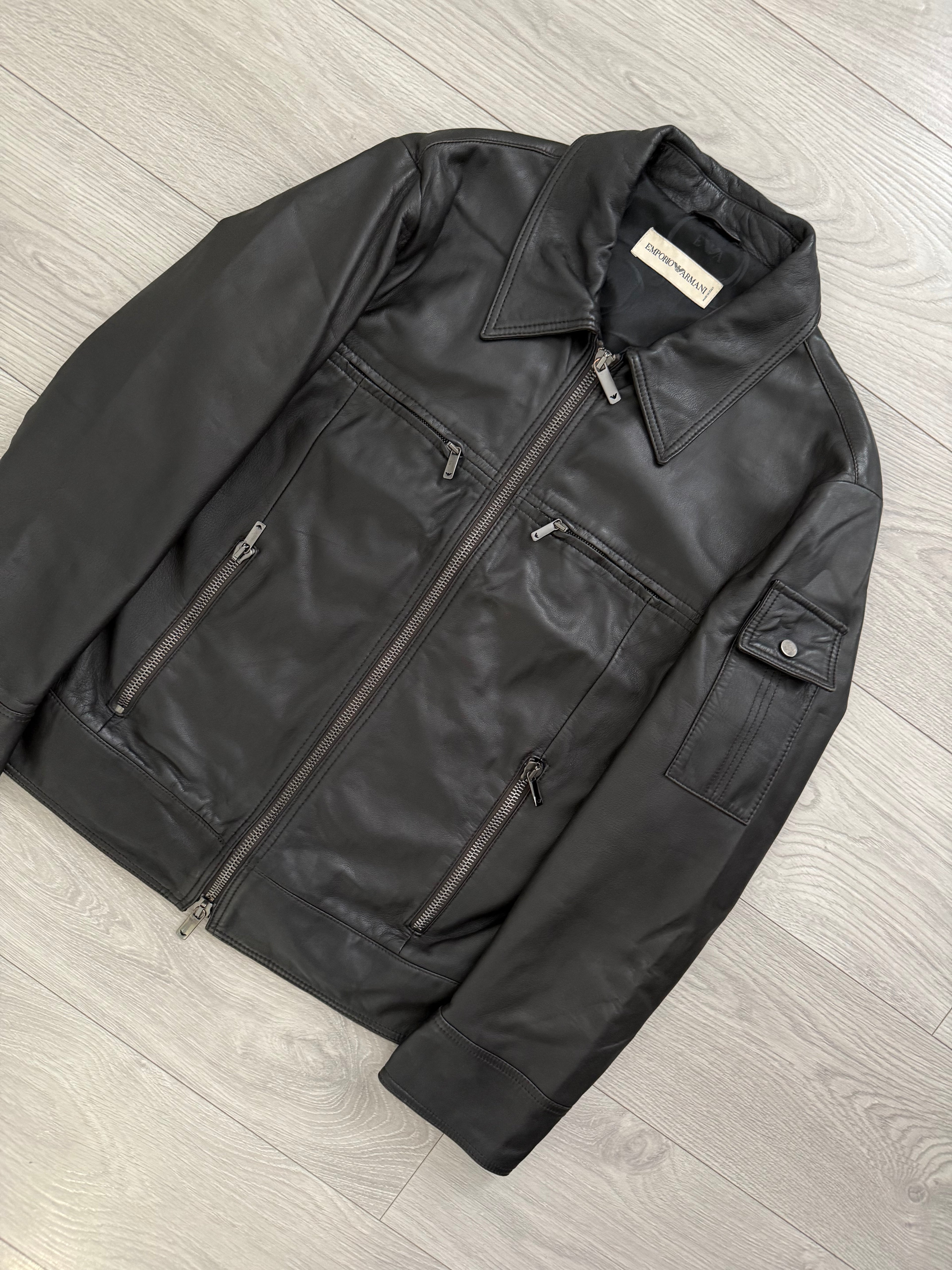 Emporio Armani AW2005 Leather Biker Jacket - Size M