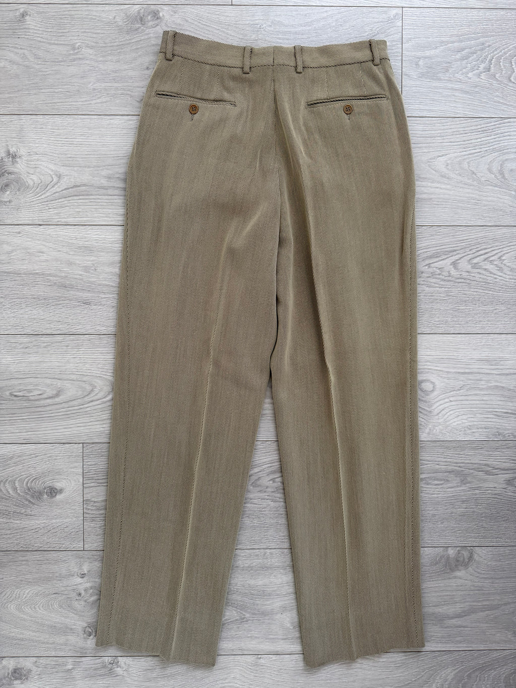 Emporio Armani 1990s Crepe Twill Weave 3B Double-Pleated Suit Sand Beige - Size M Jacket / 32" Waist