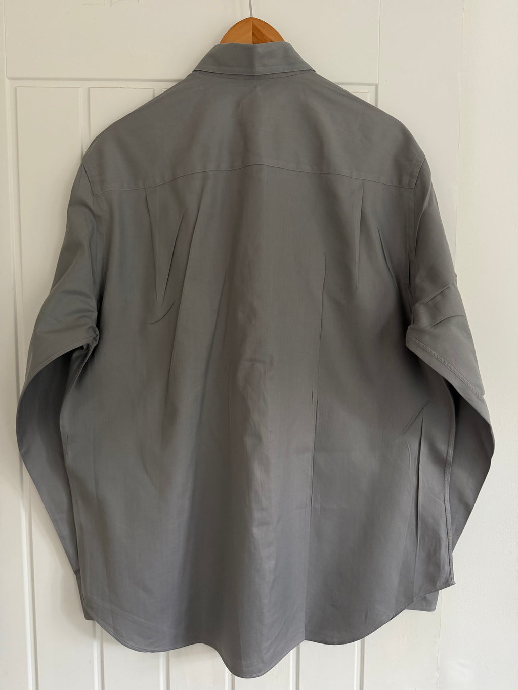 Armani 1990s Herringbone Grey Cotton Shirt - Size L