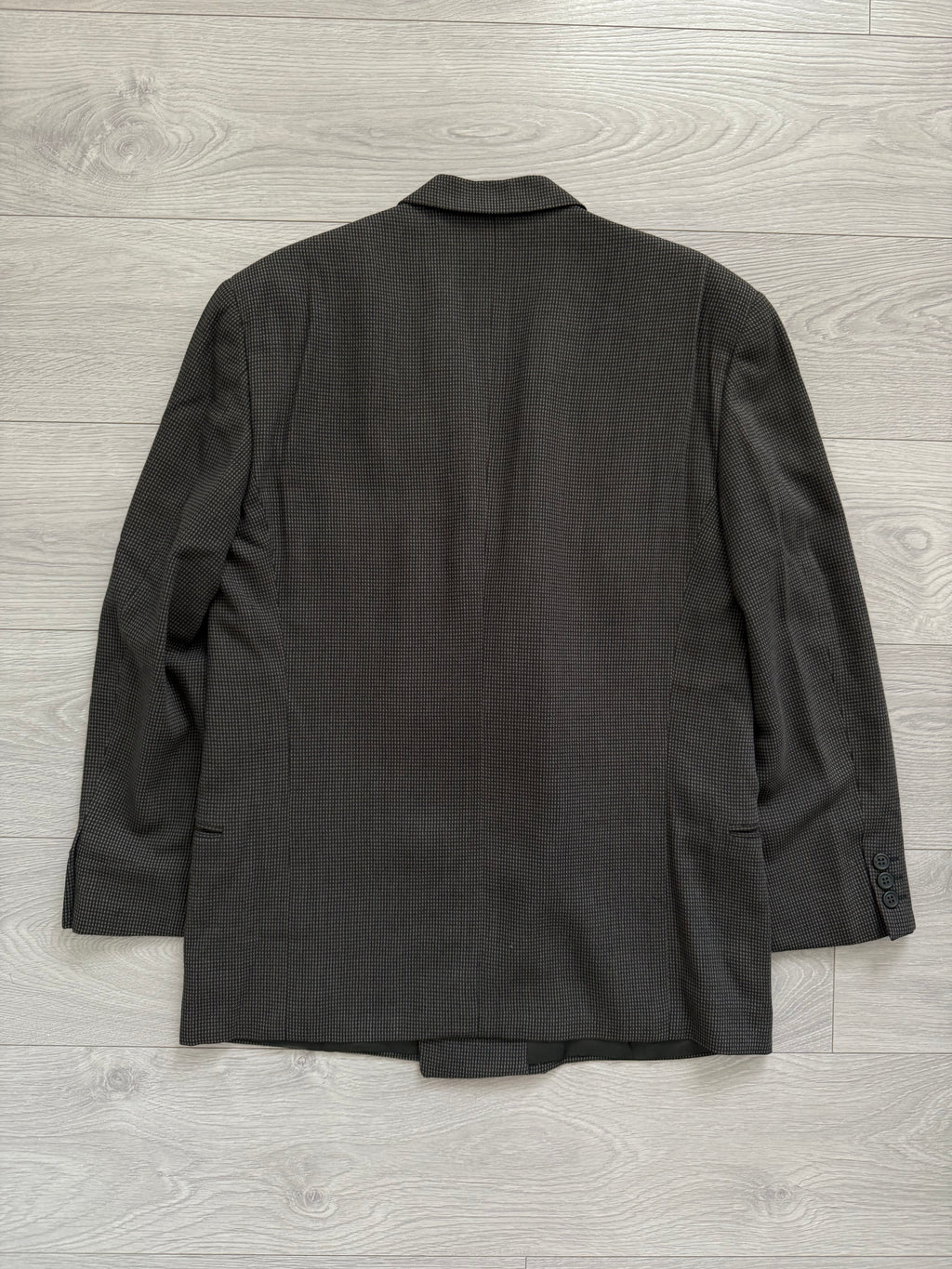 Giorgio Armani 1980s Double-Breasted Pleated Textured Wool Suit - Size L Jacket / 34" Waist