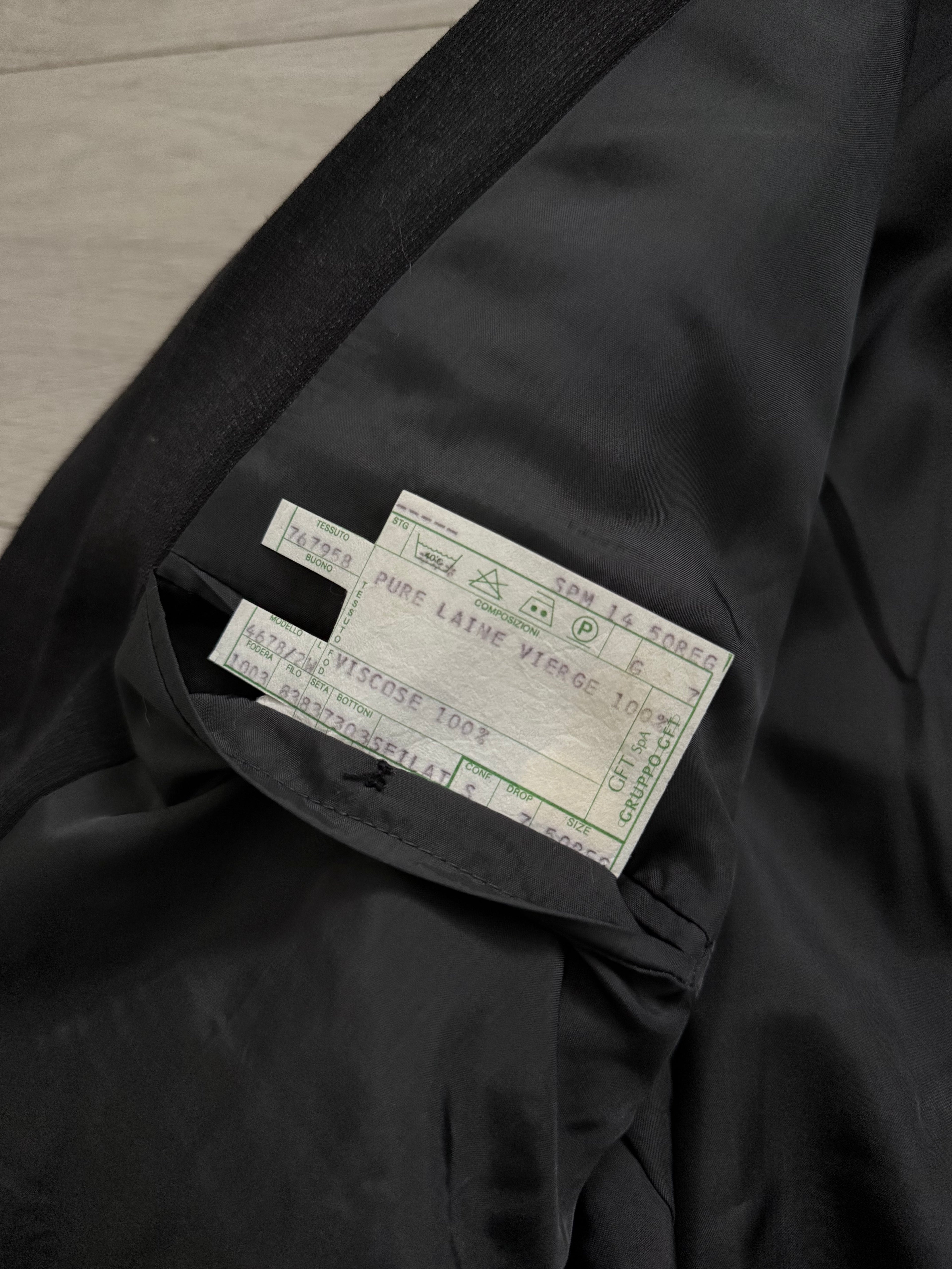 Giorgio Armani 1980s Double Breasted Pleated Wool Suit Espresso Charcoal New - Size L Jacket / 32" Waist