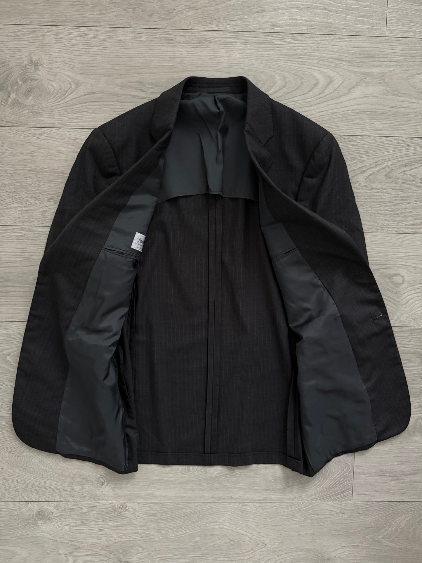 Giorgio Armani 1990s Striped Pleated Wool Suit - Size L Jacket / 36" Waist