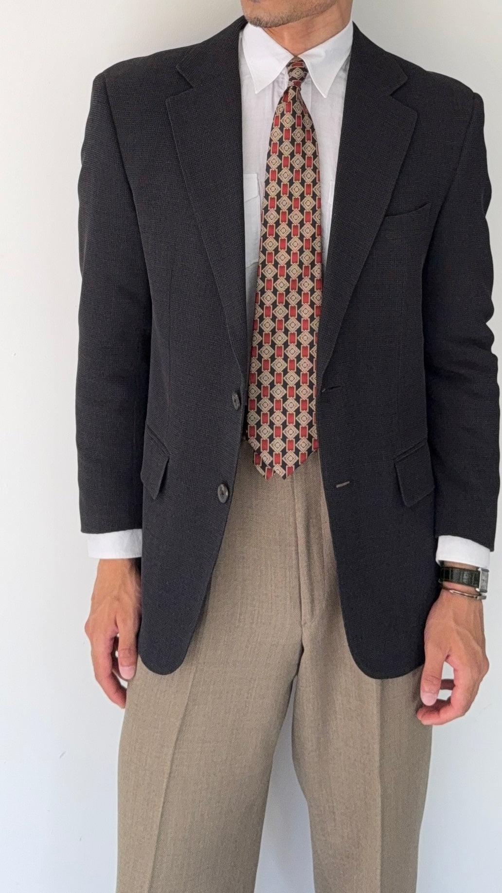 Burberry 1990s 2B Wool Charcoal Black Lightweight Partially Lined Sports Jacket Blazer - Size S