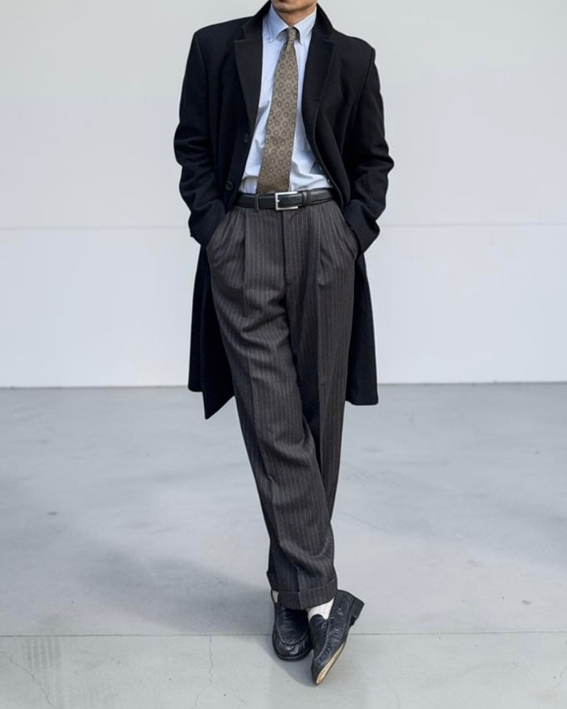 Hilton by Armani 1990s Wool Cashmere Black Coat - Size L