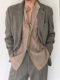 Issey Miyake 1990s Nehure Collar Taupe Relaxed Shirt - Size L