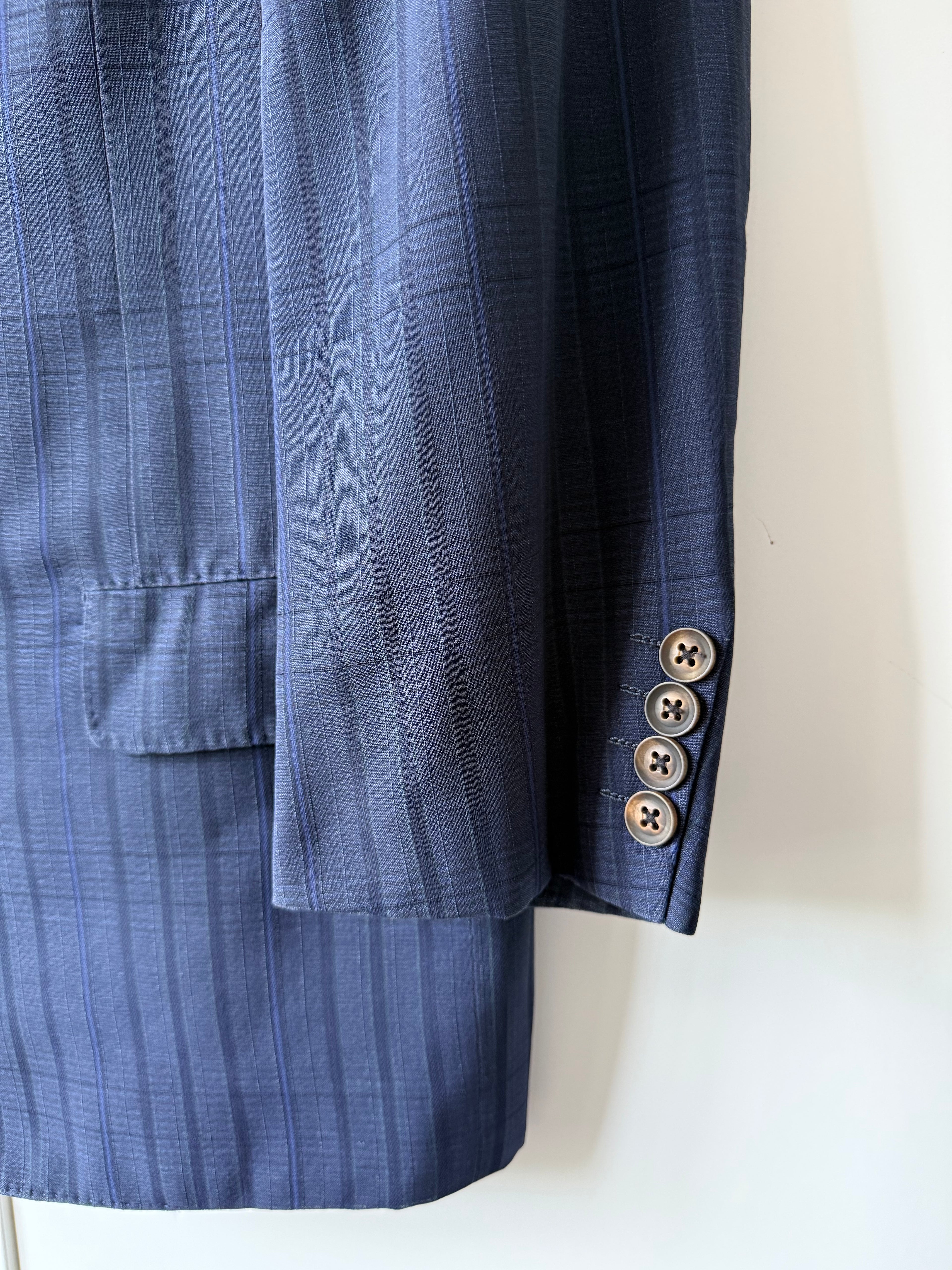 Burberry 1990s 2B Wool Blue Lightweight Partially Lined Sports Jacket Blazer - Size XS