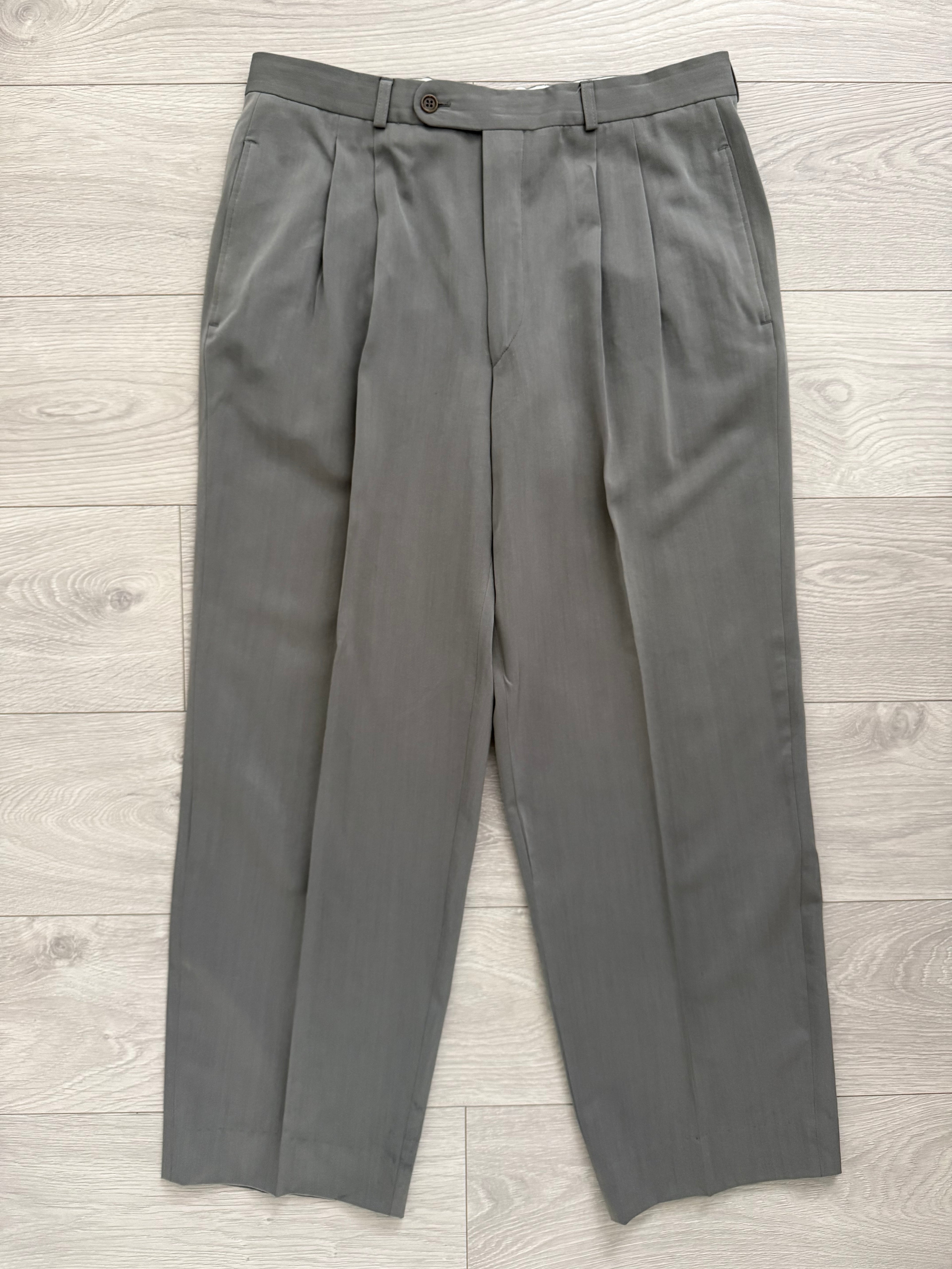 Hugo Boss 1980s 'Al Capone' Peaked Lapel Double Breasted Pleated Wool Silk Suit - Size XXL Jacket / 36" Waist