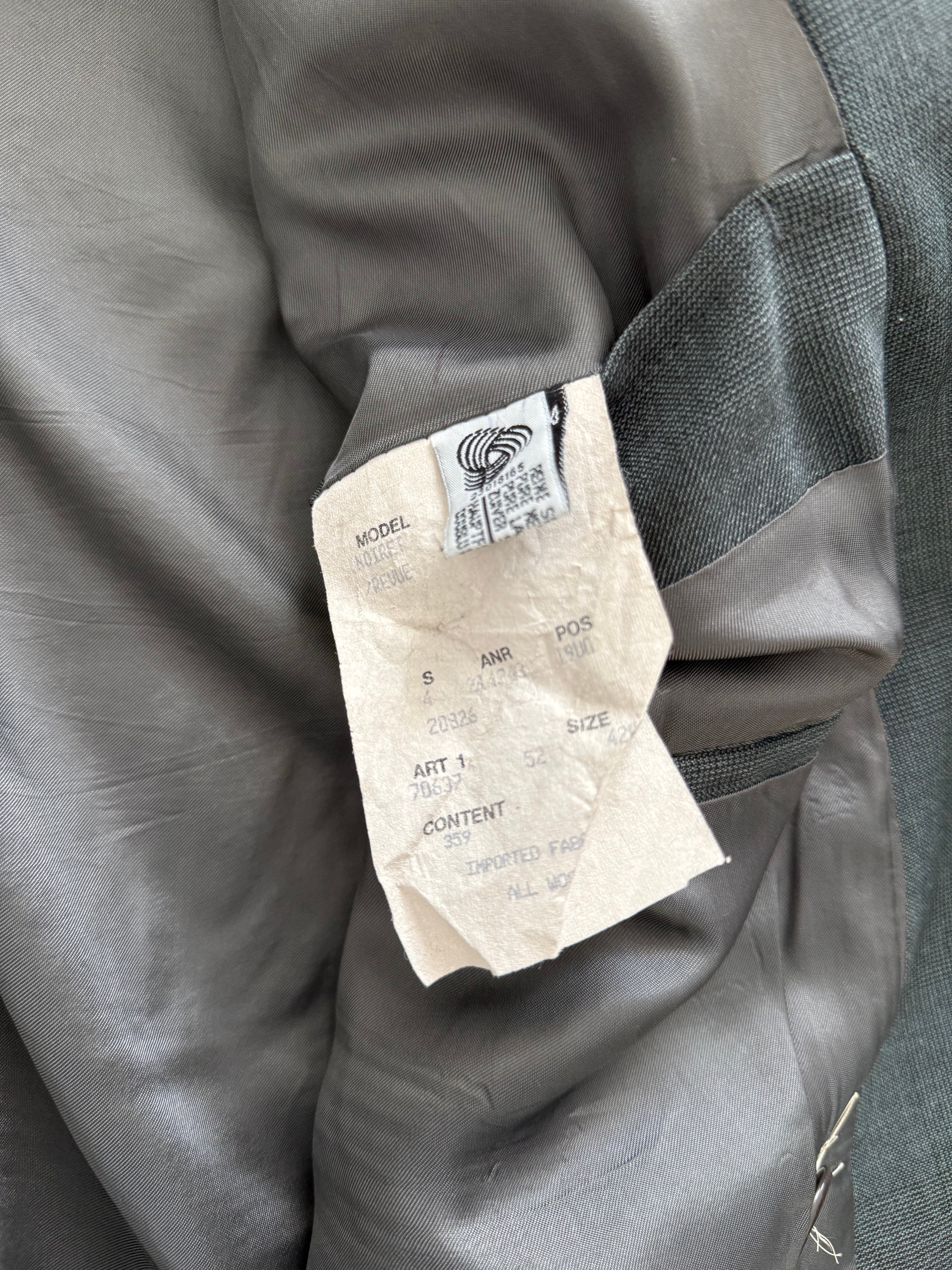 Hugo Boss 1980s Peaked Lapel Double Breasted Pleated Wool Suit Dark Green - Size XL Jacket / 36" Waist