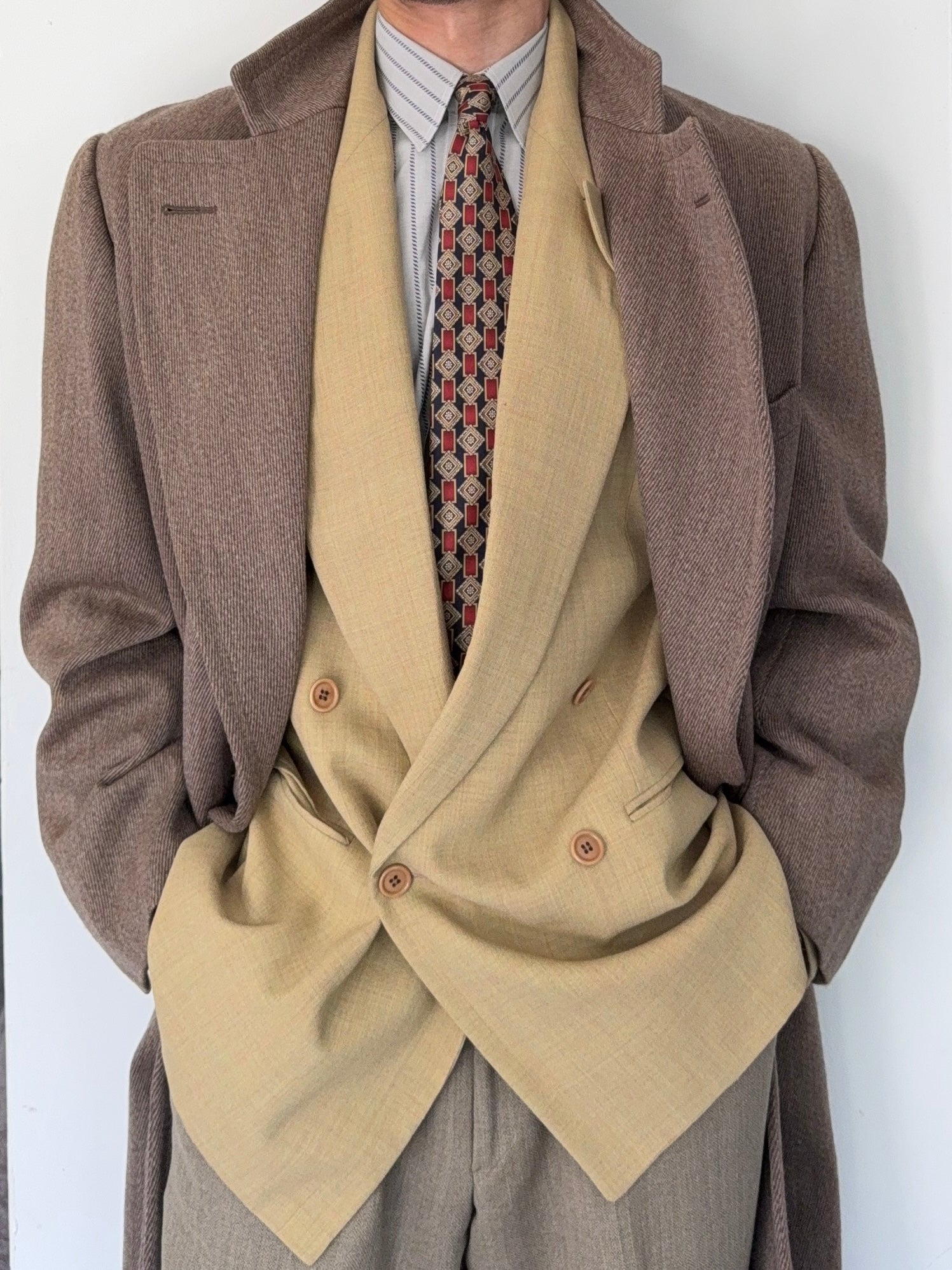 Valentino 1980s Peaked Lapel Double Breasted Textured Wool Blend Unstructured Sports Jacket Blazer - Size M
