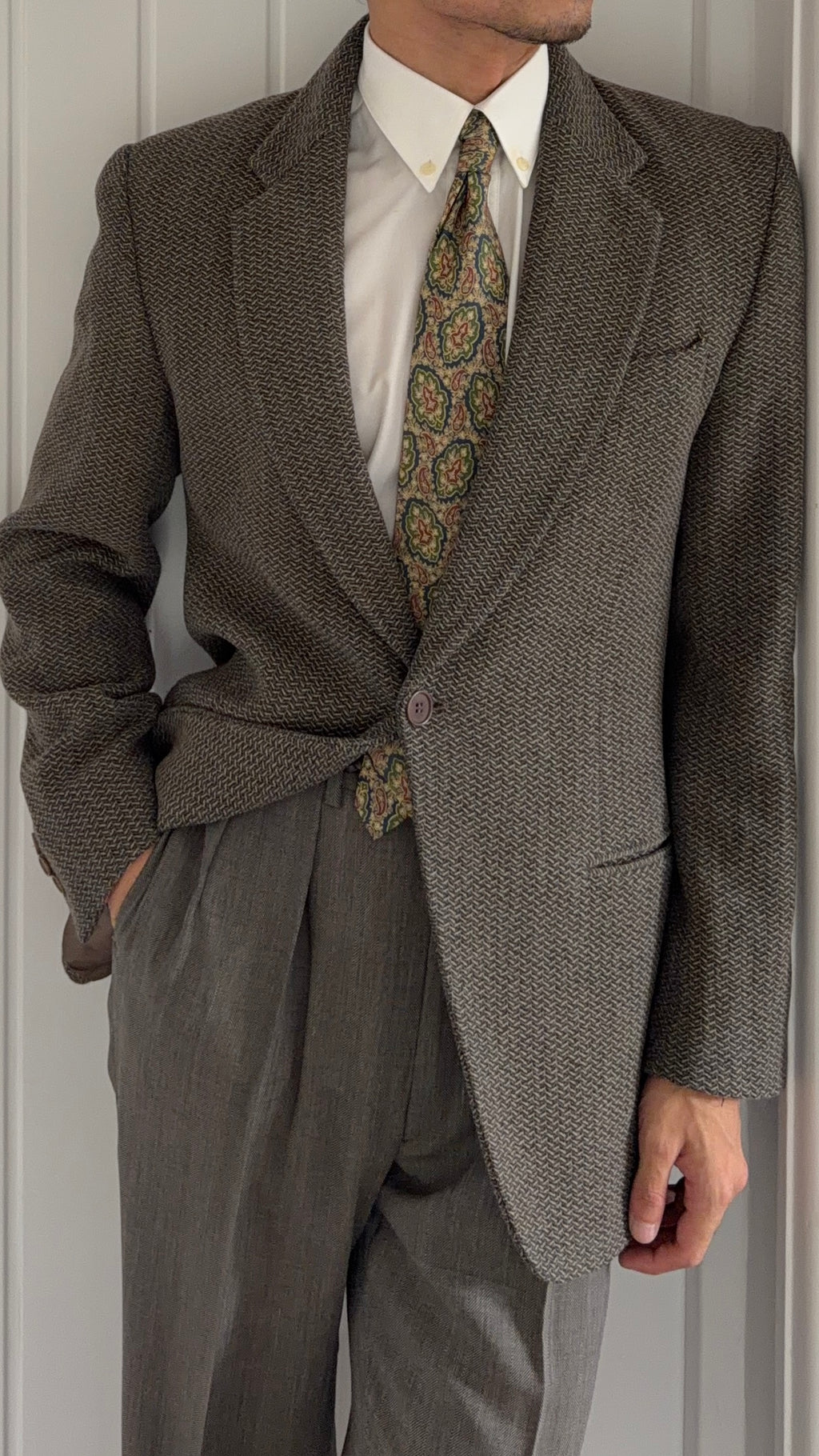 Emporio Armani 1990s 1B Wool Textured Sport Jacket Blazer - Size S