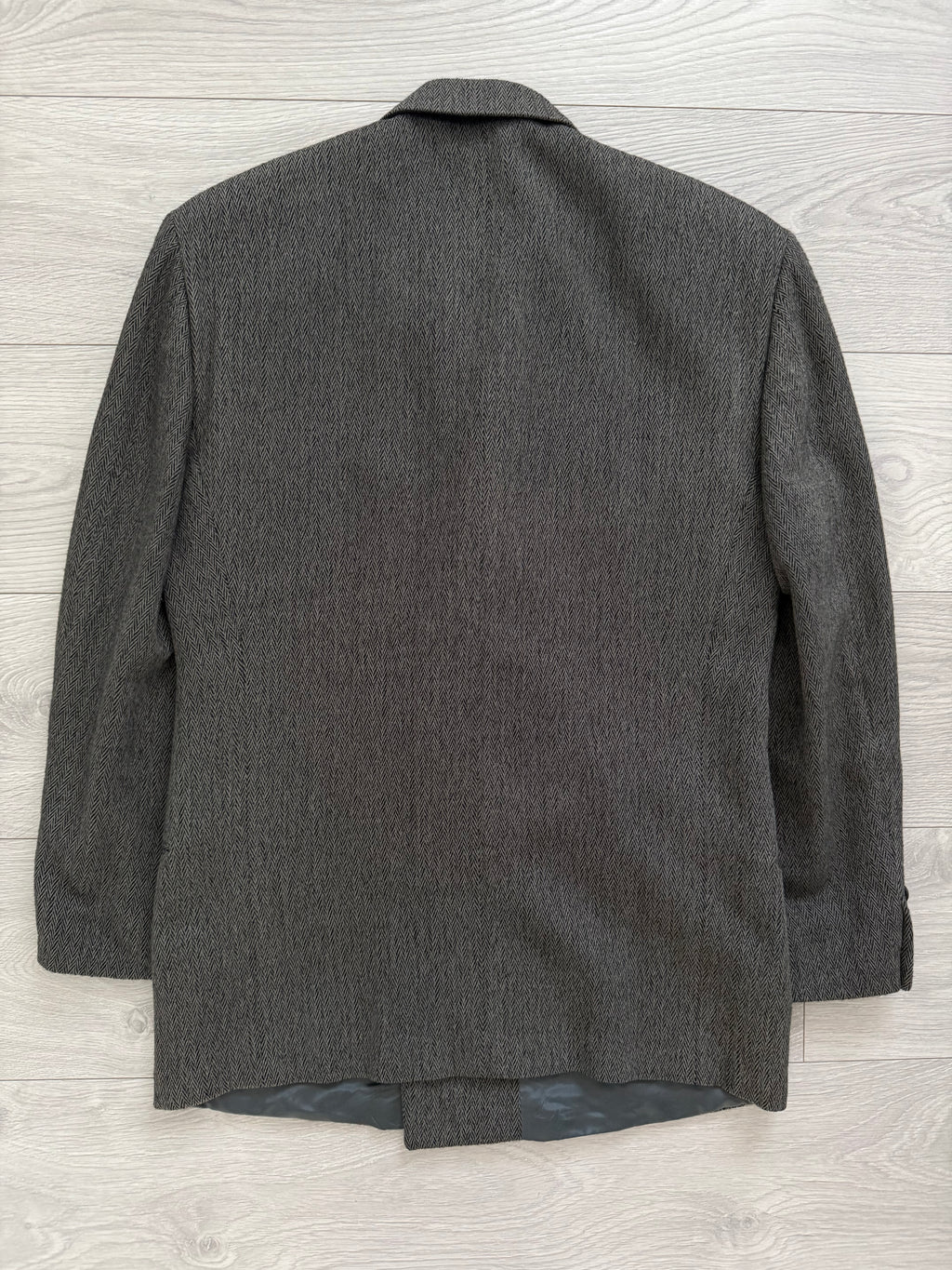 Giorgio Armani Mainline 1980s Chevron Herringbone Double Breasted Wool Sports Jacket Blazer - Size S