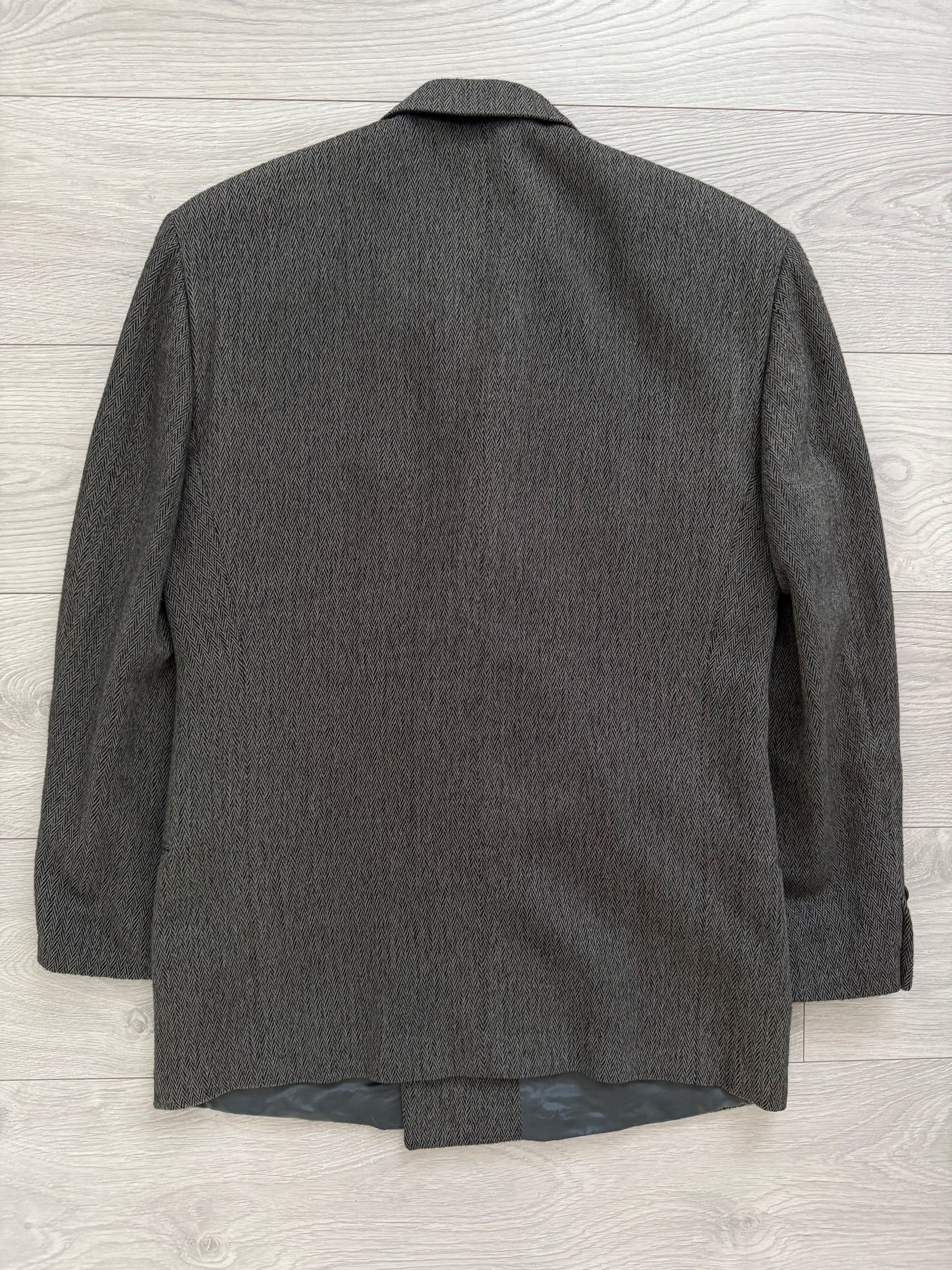 Giorgio Armani Mainline 1980s Chevron Herringbone Double Breasted Wool Sports Jacket Blazer - Size S