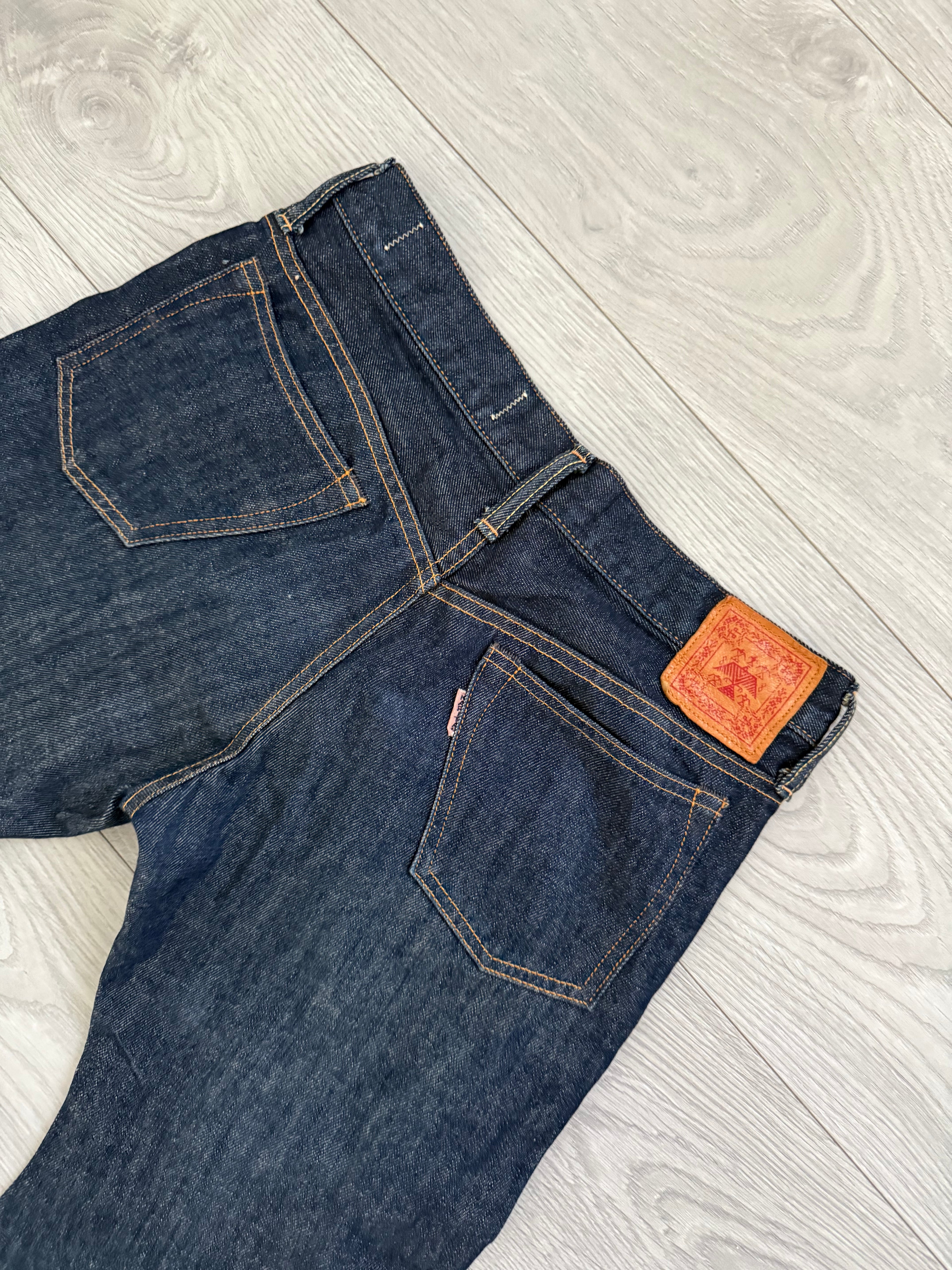 Kapital Banana Leg Indigo Blue Stacked Denim Jeans - Size 30