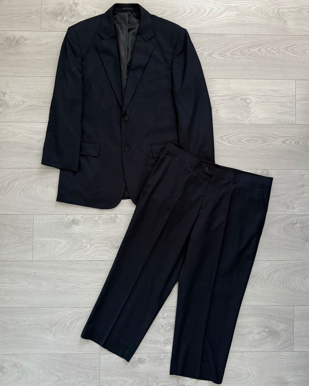 Armani 2000s Striped Navy Suit - XL Jacket / 38" Waist