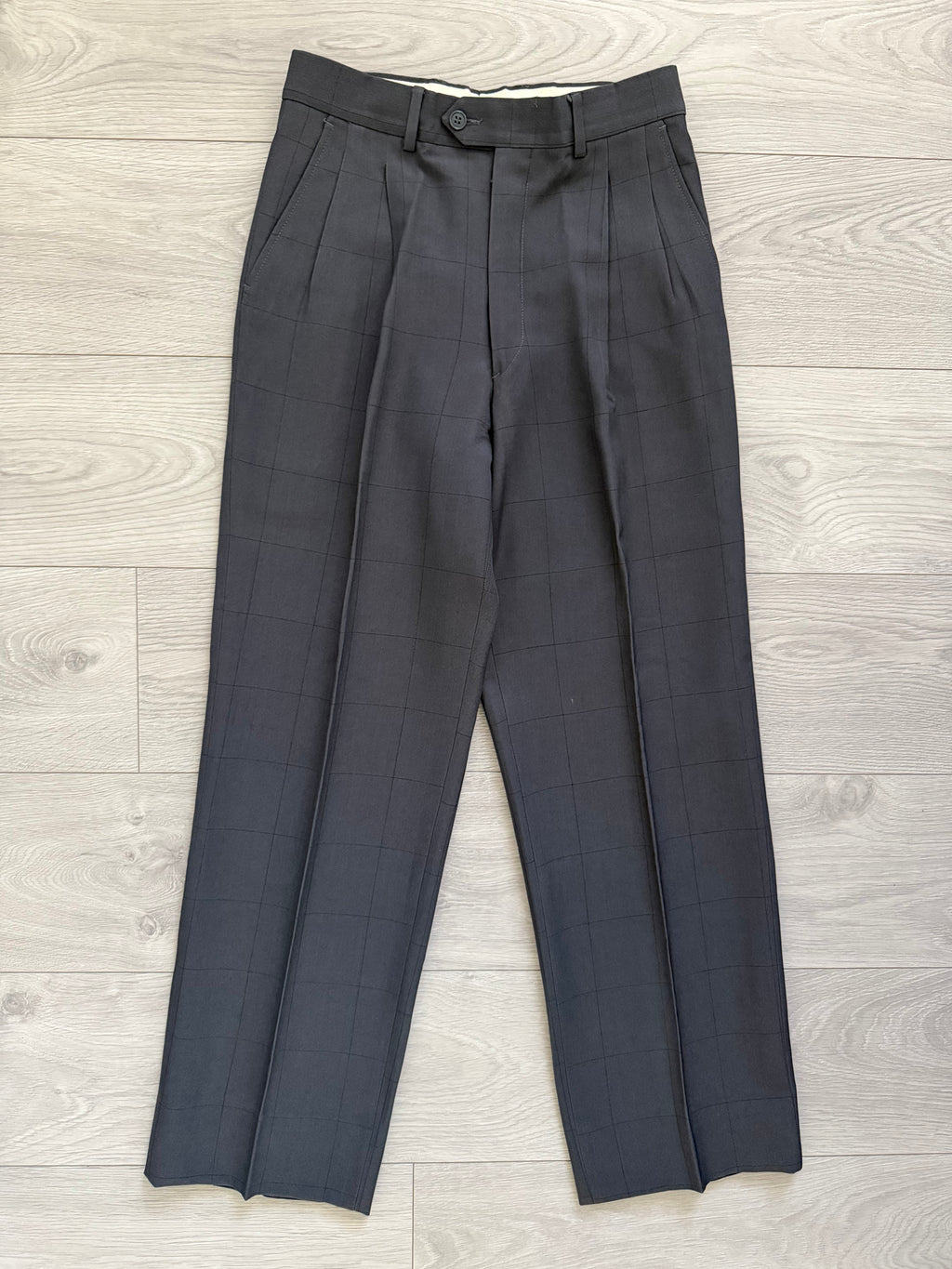 Giorgio Armani Mainline 1980s 2B Double Pleat Draped Grey Suit - Size S Jacket / 29" Waist