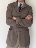 Emporio Armani 1998 Nehru Collar Taupe Brown Sports Jacket - Size S