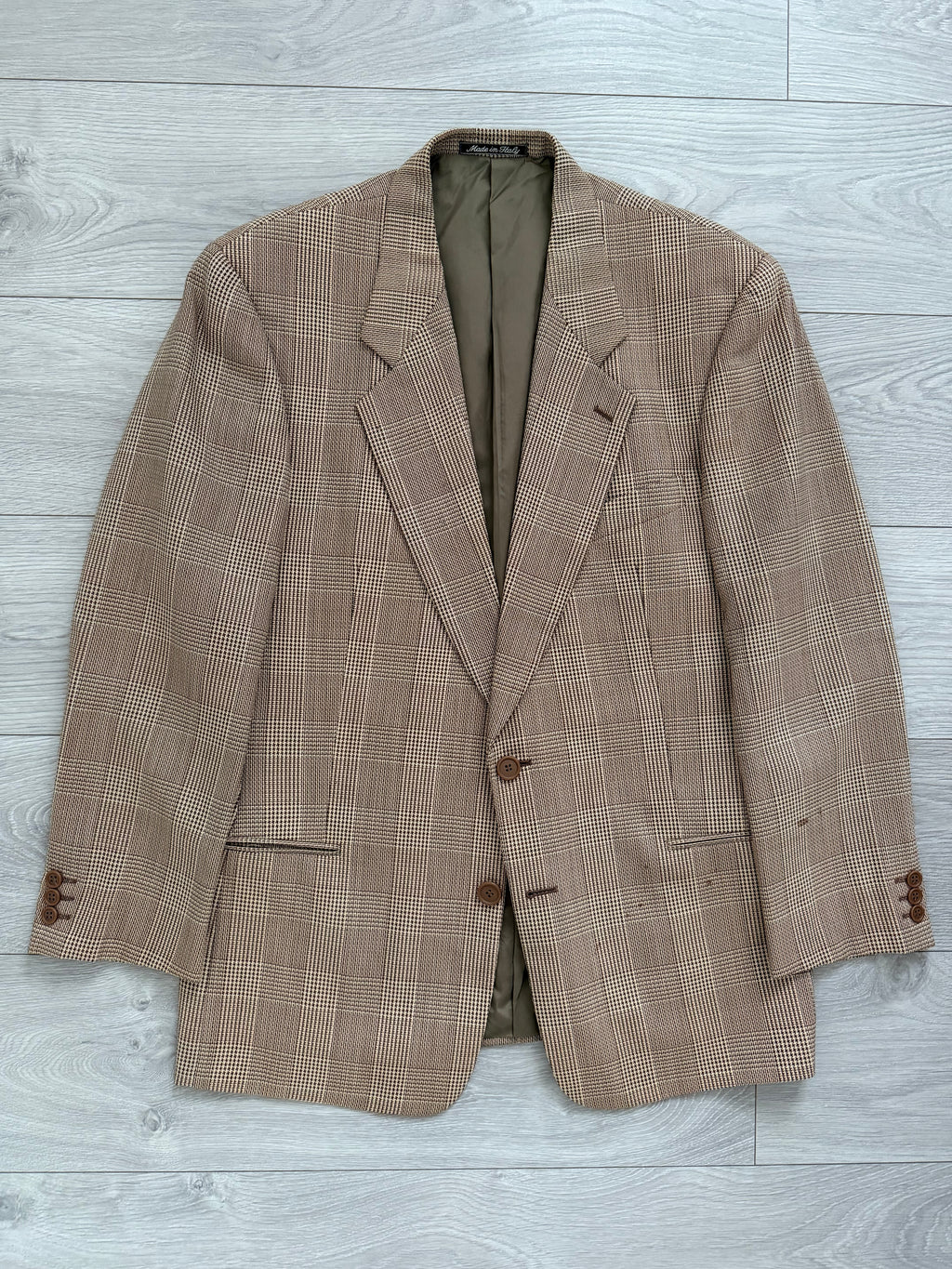 Giorgio Armani 1980s 2B Textured Check Wool Sport Jacket Blazer - Size L