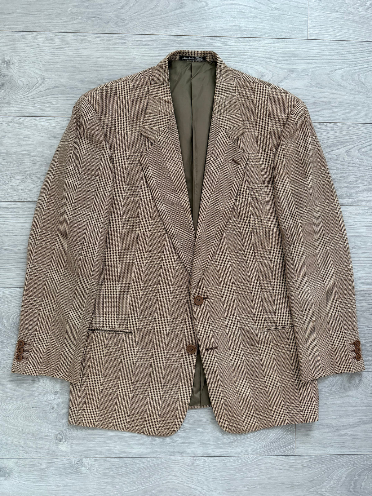 Giorgio Armani 1980s 2B Textured Check Wool Sport Jacket Blazer - Size L