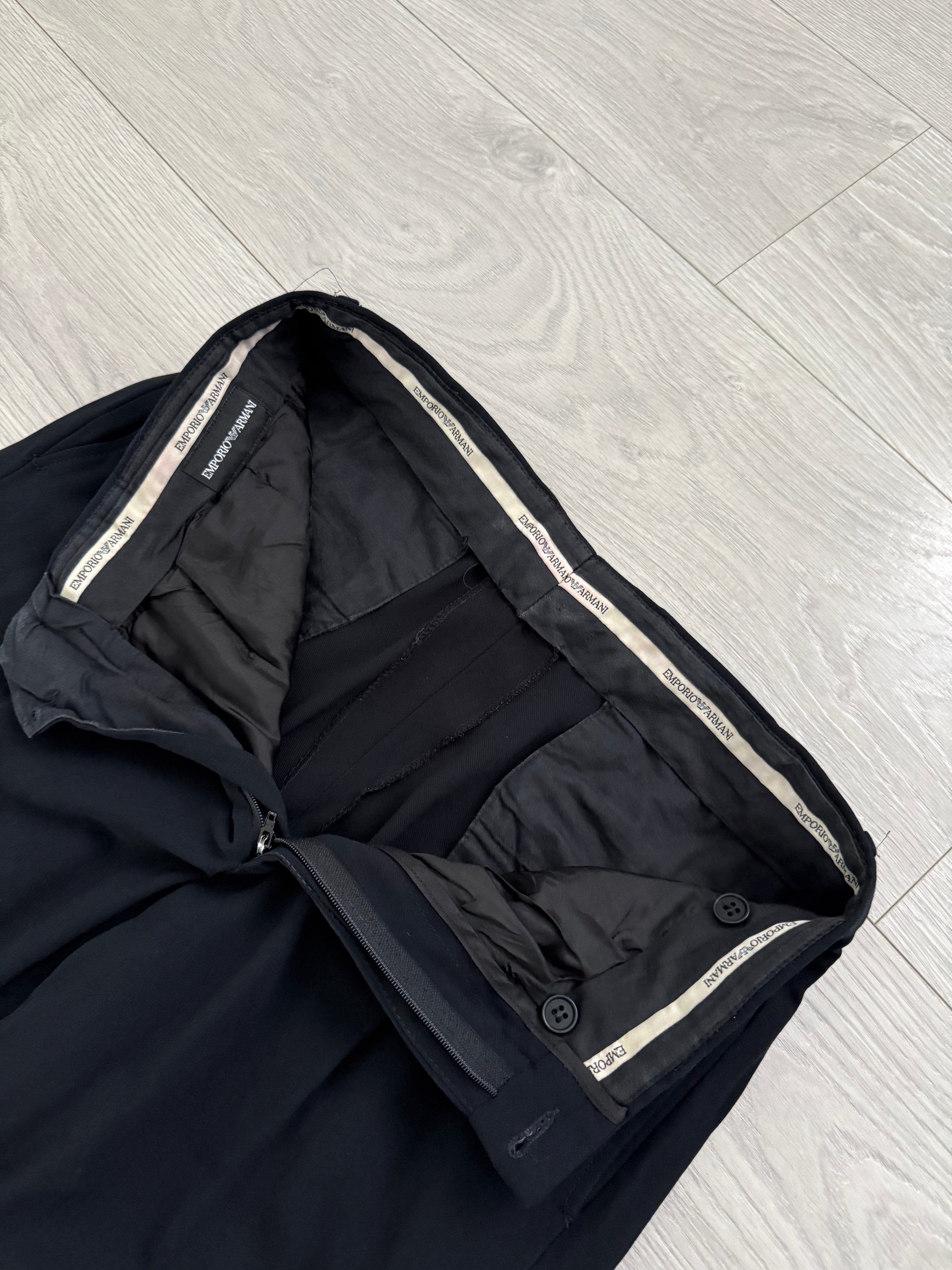 Emporio Armani 1990s Pleated Draped Wool Pants - Size 30