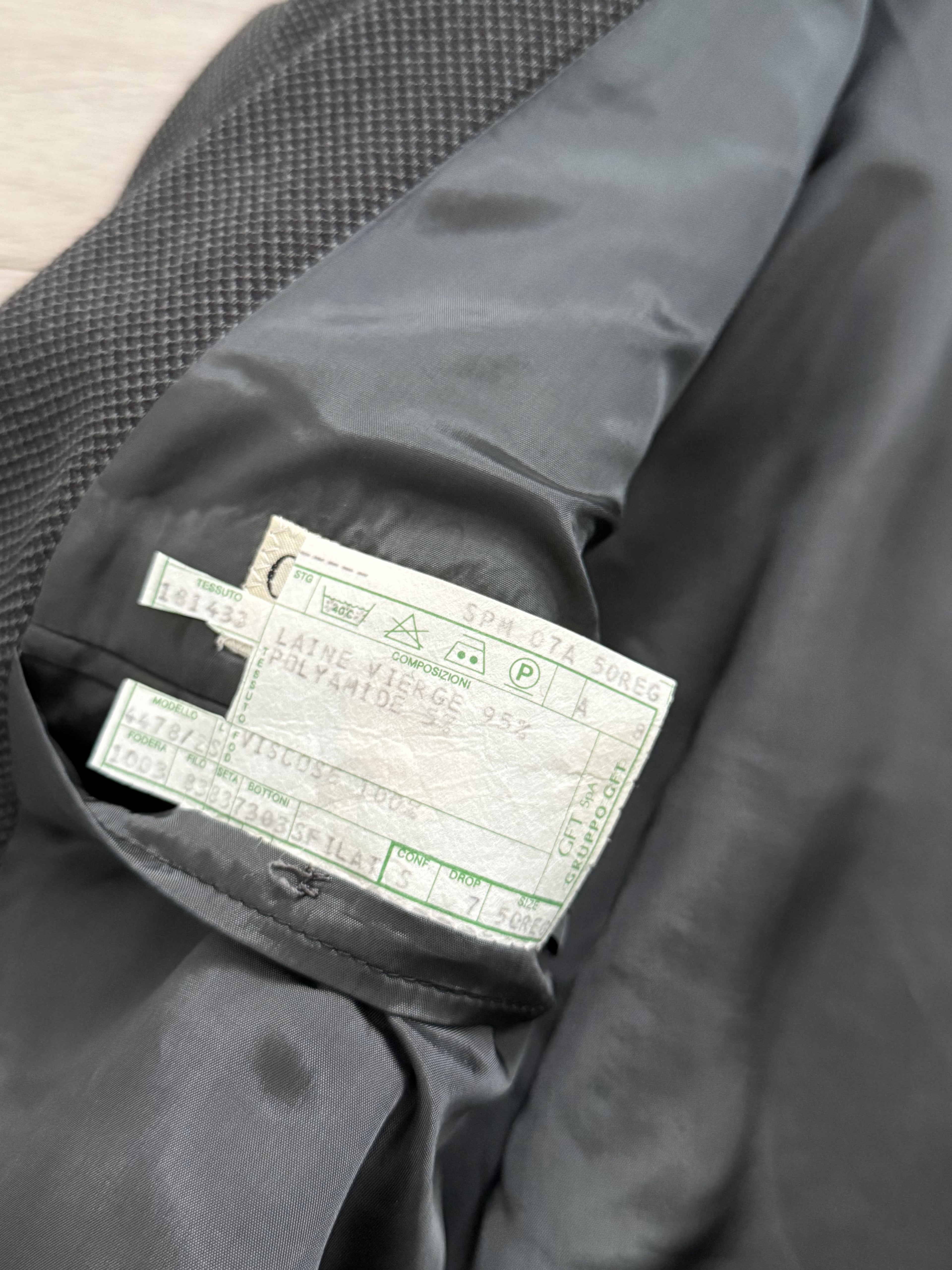 Giorgio Armani 1980s Double Breasted Pleated Wool Suit Grey New - Size L Jacket / 32" Waist