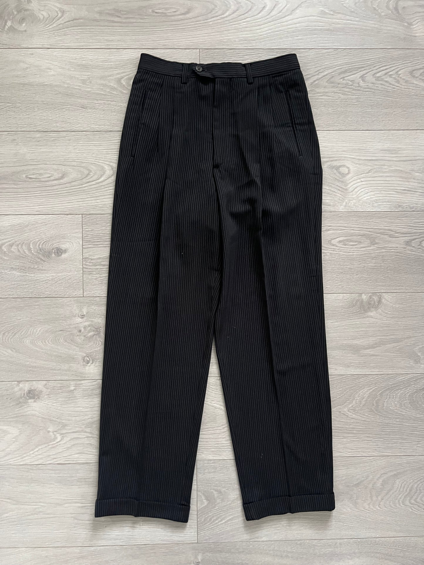 Armani 1990s Striped Pleated Relaxed Suit - M Jacket / 30" Waist