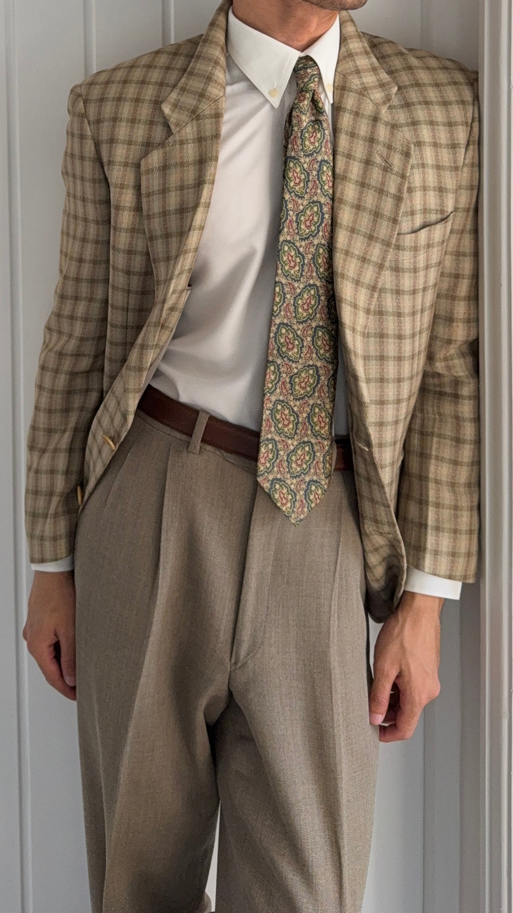 Emporio Armani 1980s 2B Textured Linen Silk Wool Lightweight Sport Jacket Blazer  - Size S