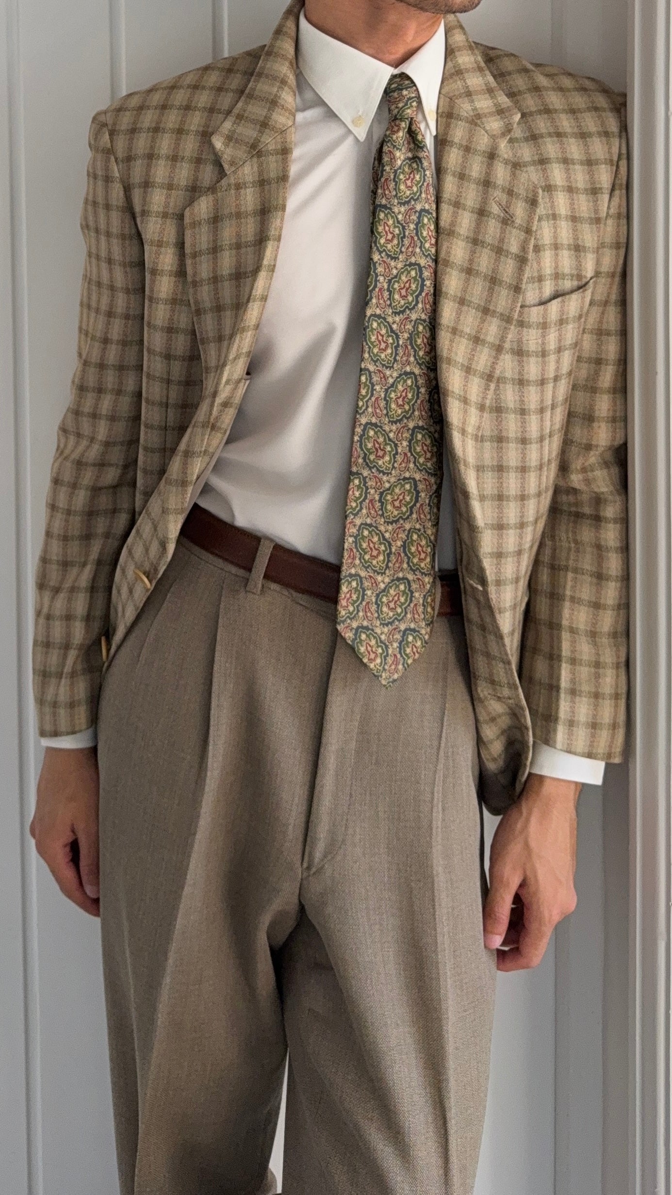 Emporio Armani 1980s 2B Textured Linen Silk Wool Lightweight Sport Jacket Blazer  - Size S