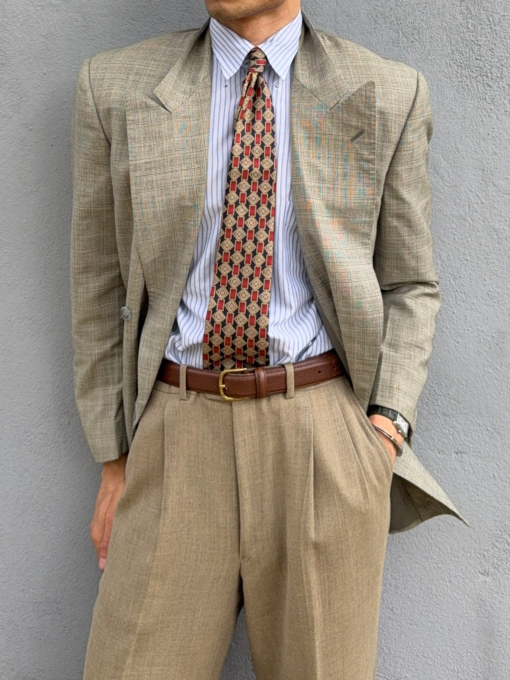 Valentino 1980s Peaked Lapel Double Breasted Wool Sports Blazer Jacket - Size S