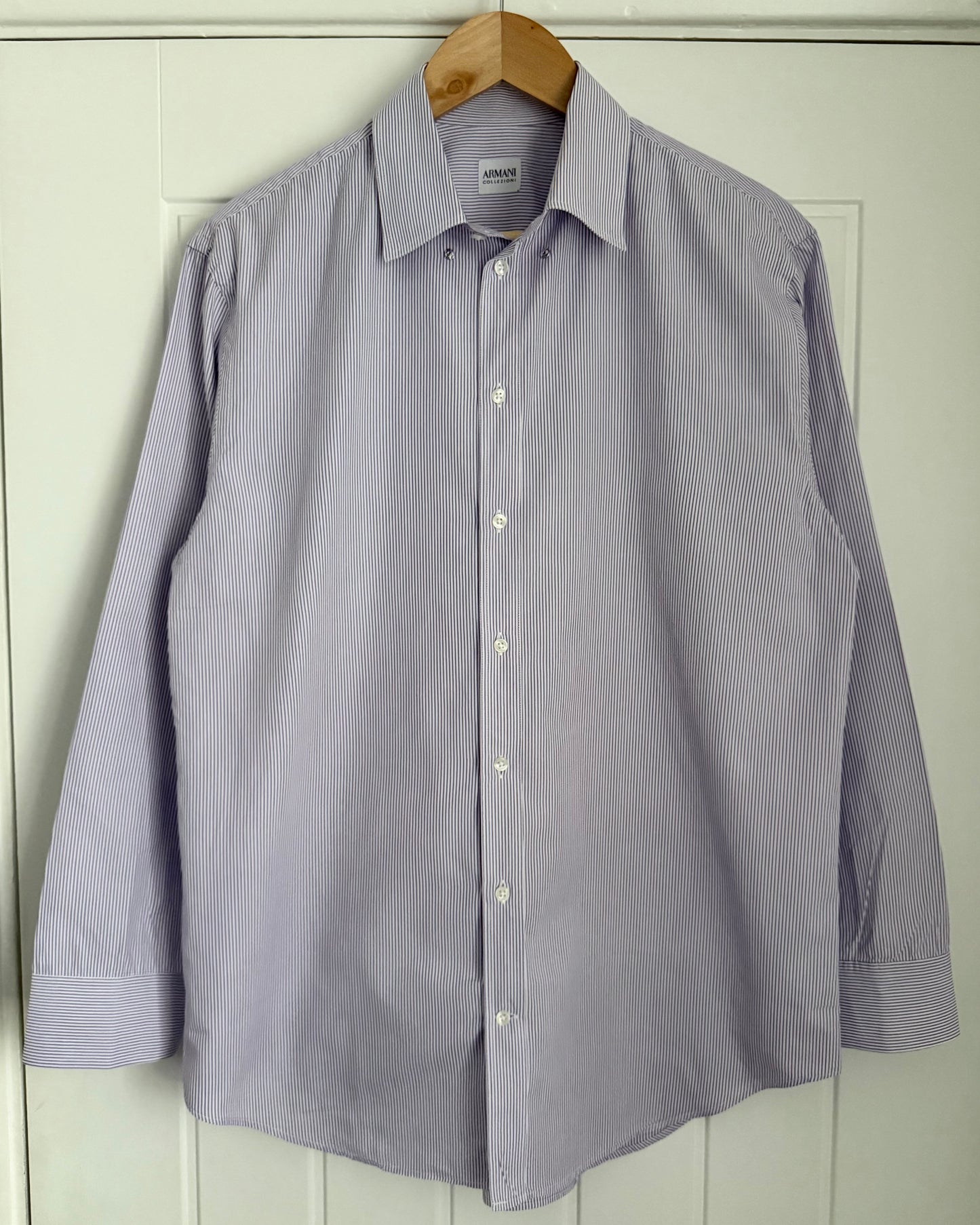 Armani 2004 Striped Snap Collar Shirt - Size M