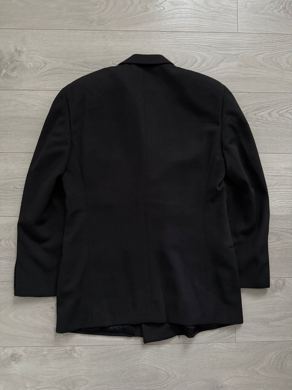 Giorgio Armani 1980s Double Breasted Pleated Wool Suit Black New - Size L Jacket / 32" Waist