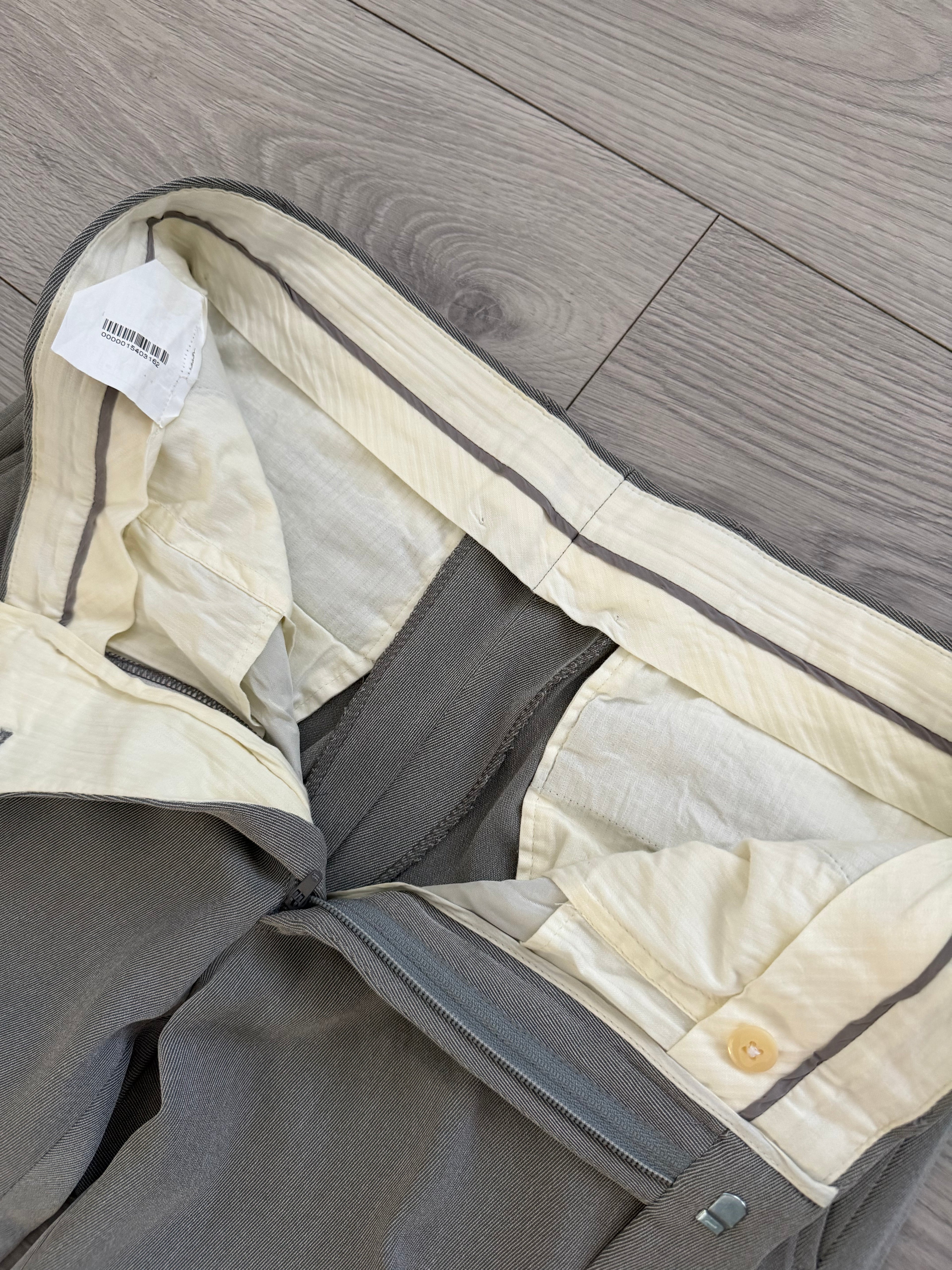Armani 1990s 2B Draped Crepe Weave Grey Suit - Size S Jacket / 30" Waist