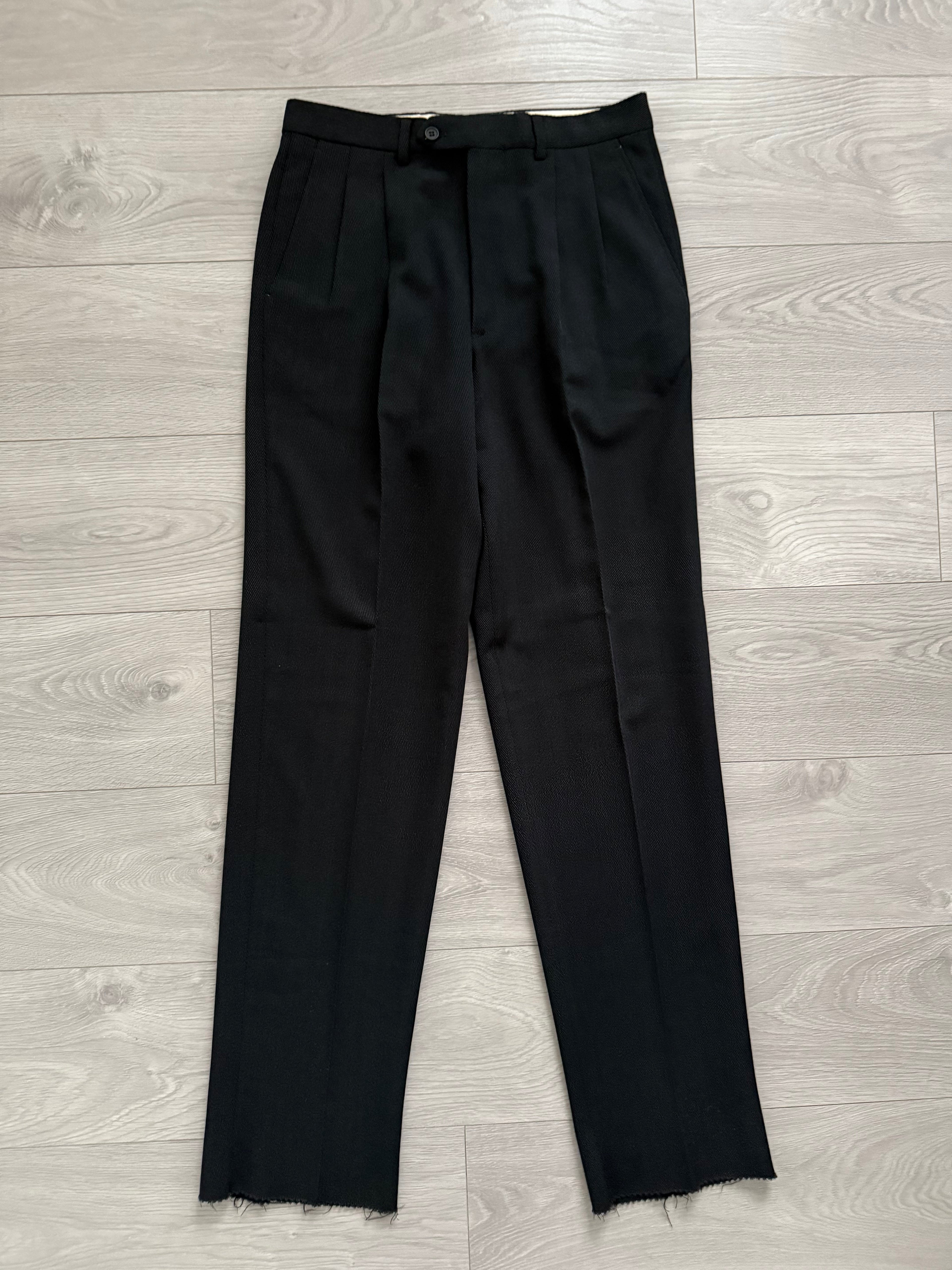 Giorgio Armani 1980s 2B Pleated Wool Suit Black New - Size L Jacket / 32" Waist