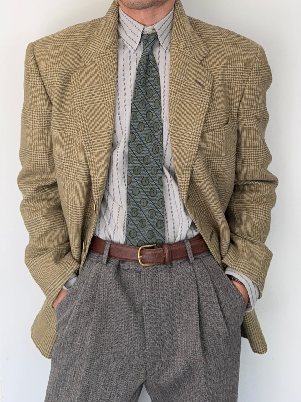Valentino 1980s Check Wool Sports Blazer Jacket - Size L