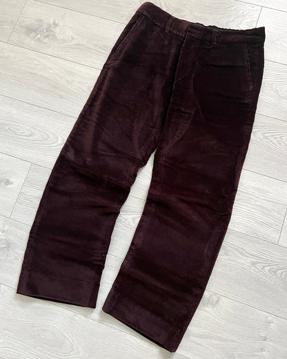 Maison Martin Margiela FW2003 Jumbo-Corduroy Burgundy Trousers - Size 36