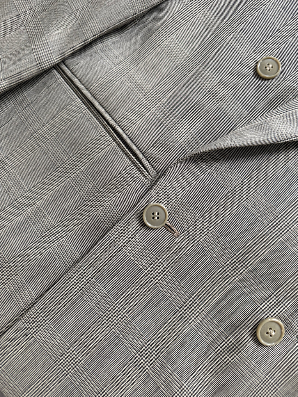 Emporio Armani 1980s Peaked Lapel Double Breasted Wool Check Sport Jacket Blazer - Size S