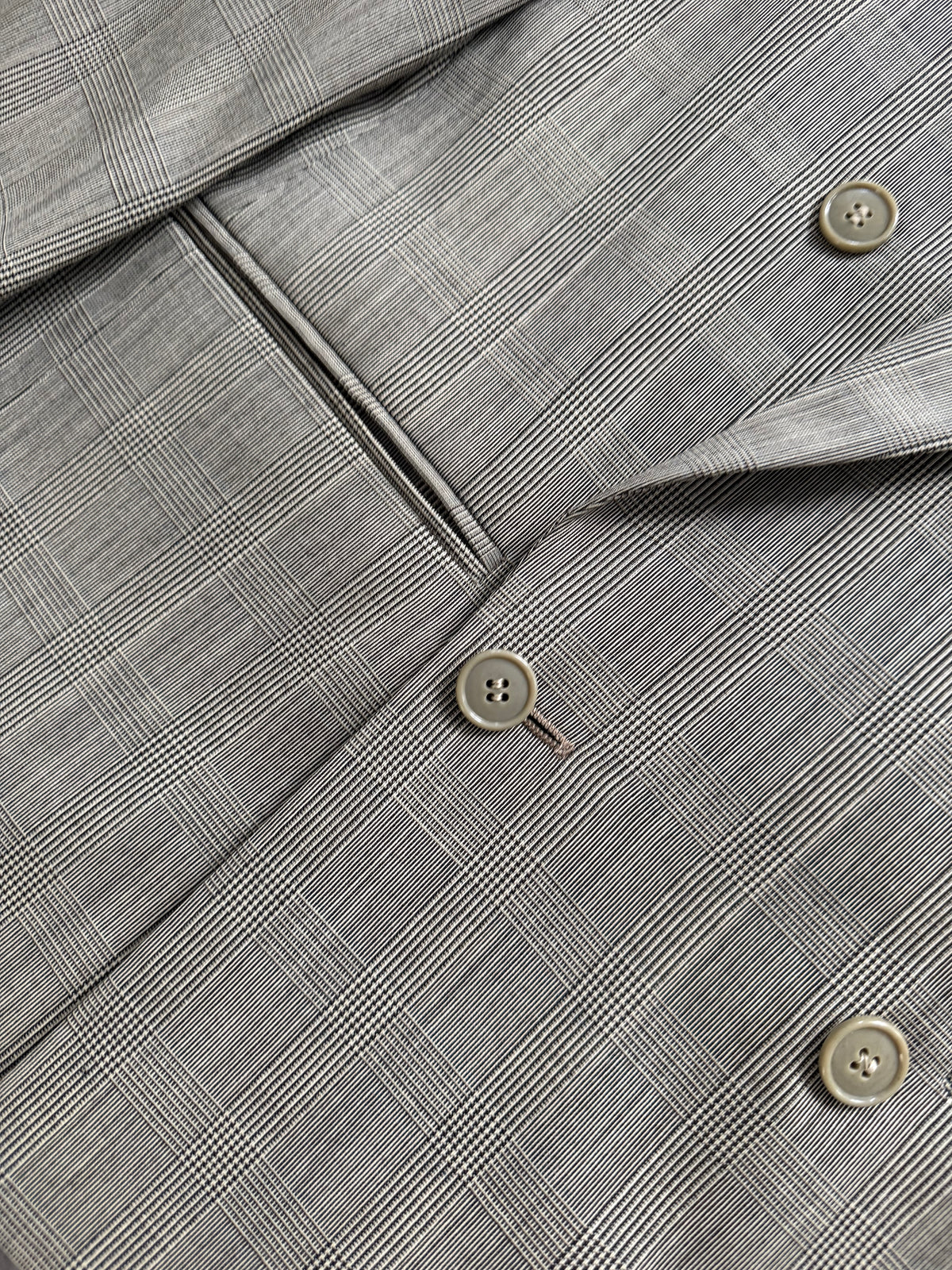 Emporio Armani 1980s Peaked Lapel Double Breasted Wool Check Sport Jacket Blazer - Size S