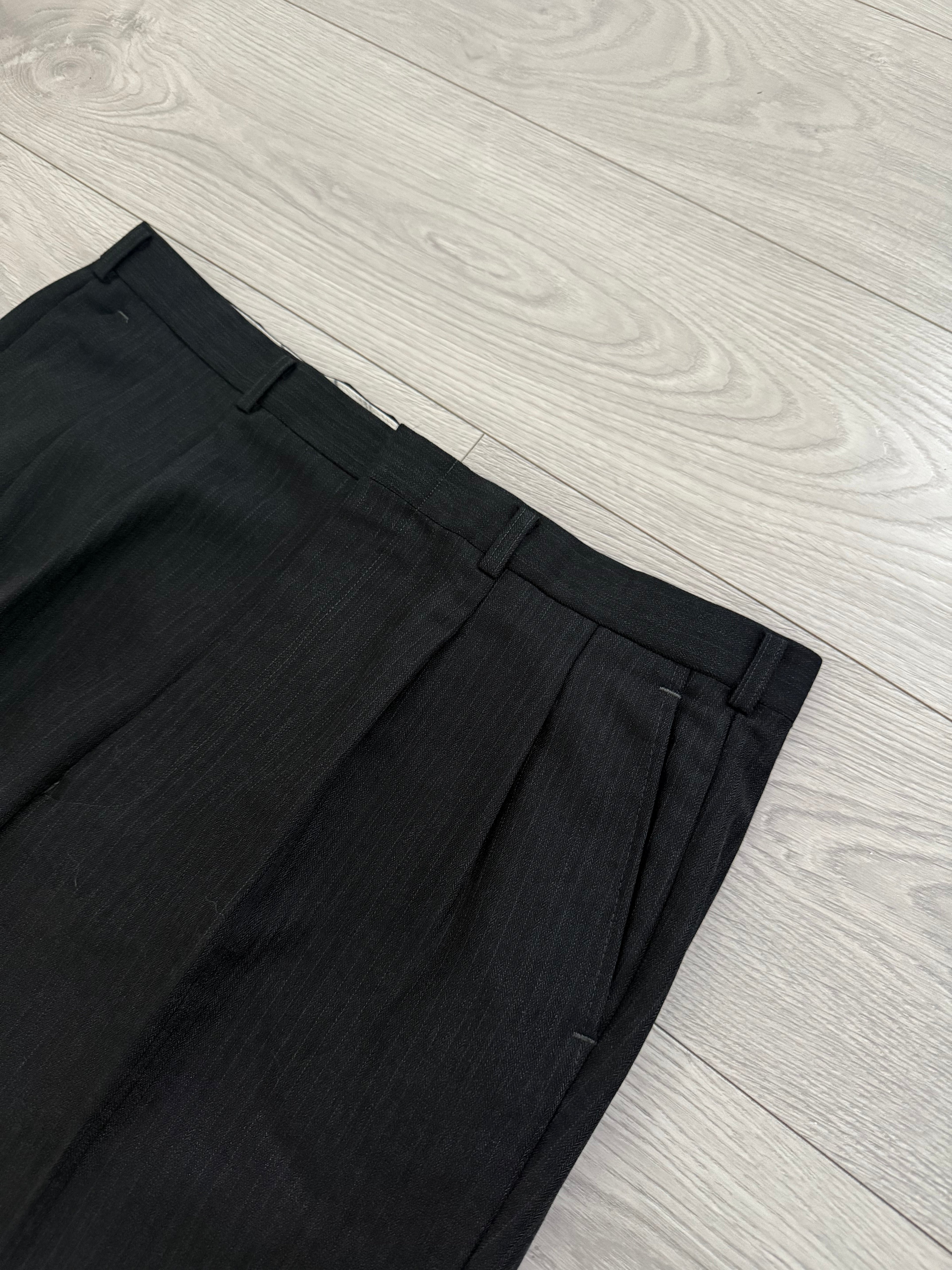 Yves Saint Laurent 1990s Double Breasted Pleated Wool Suit - Size XL Jacket / 36" Waist