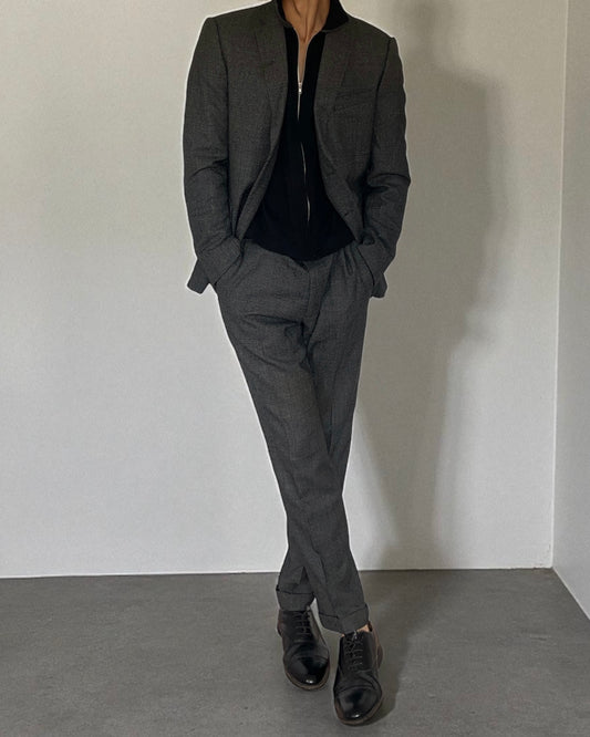 Emporio Armani Textured Wool Grey Suit - Size L Jacket / 34" Waist