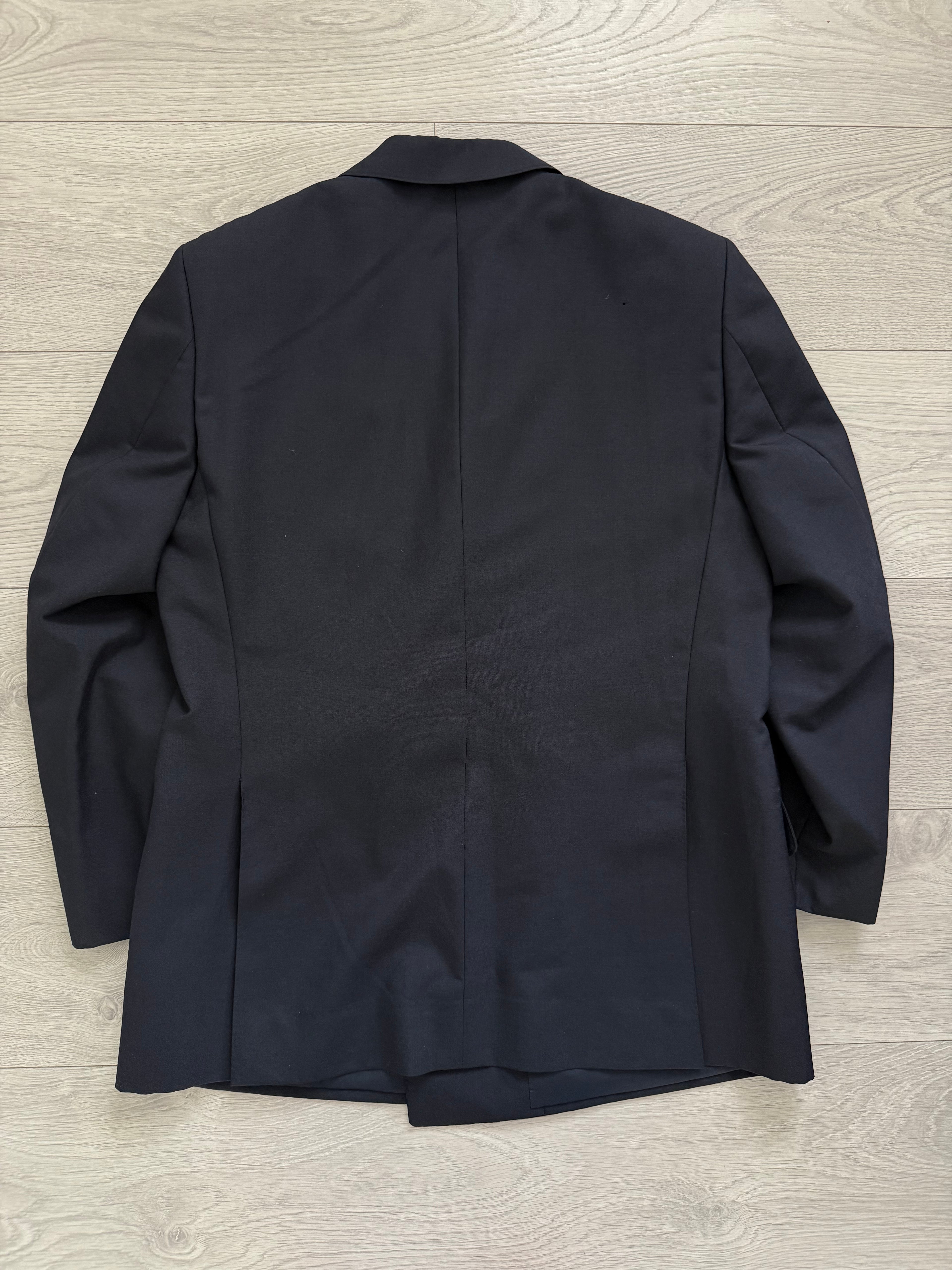 Burberry 1980s Peaked Lapel Double Breasted Pleated Wool Suit Navy - Size S Jacket / 32" Waist